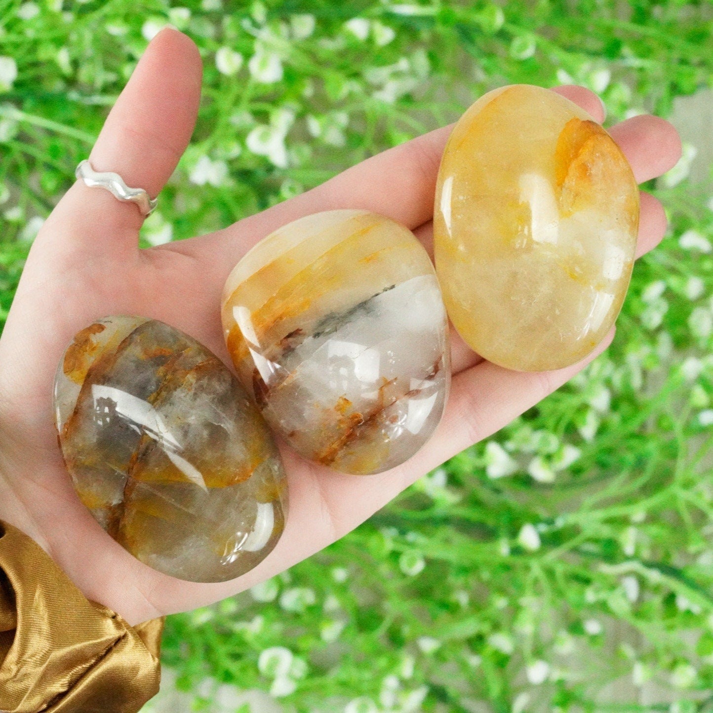 Yellow Hematoid Quartz Palm Stone