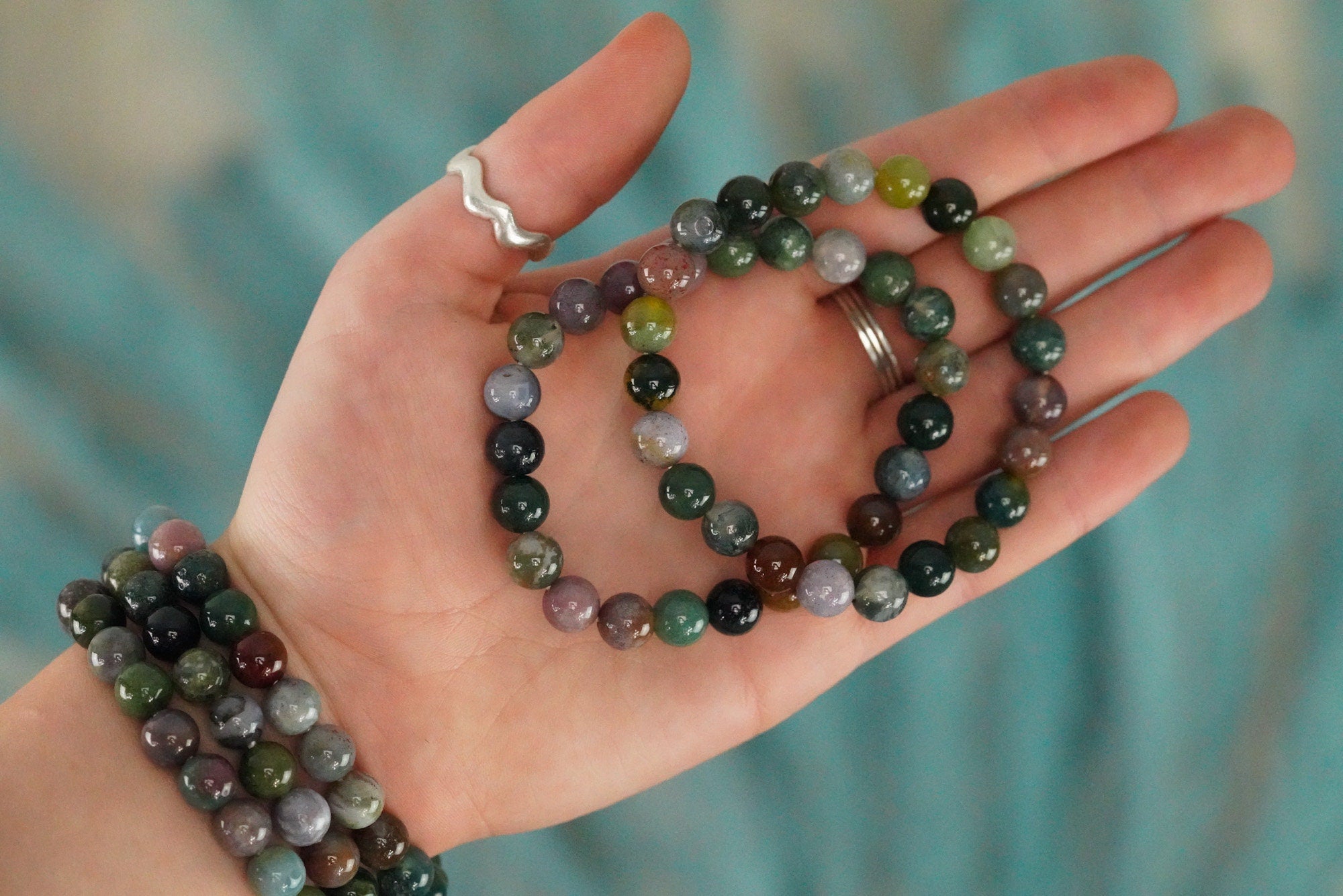 India Agate 8mm beads Stone Crystal Bracelet