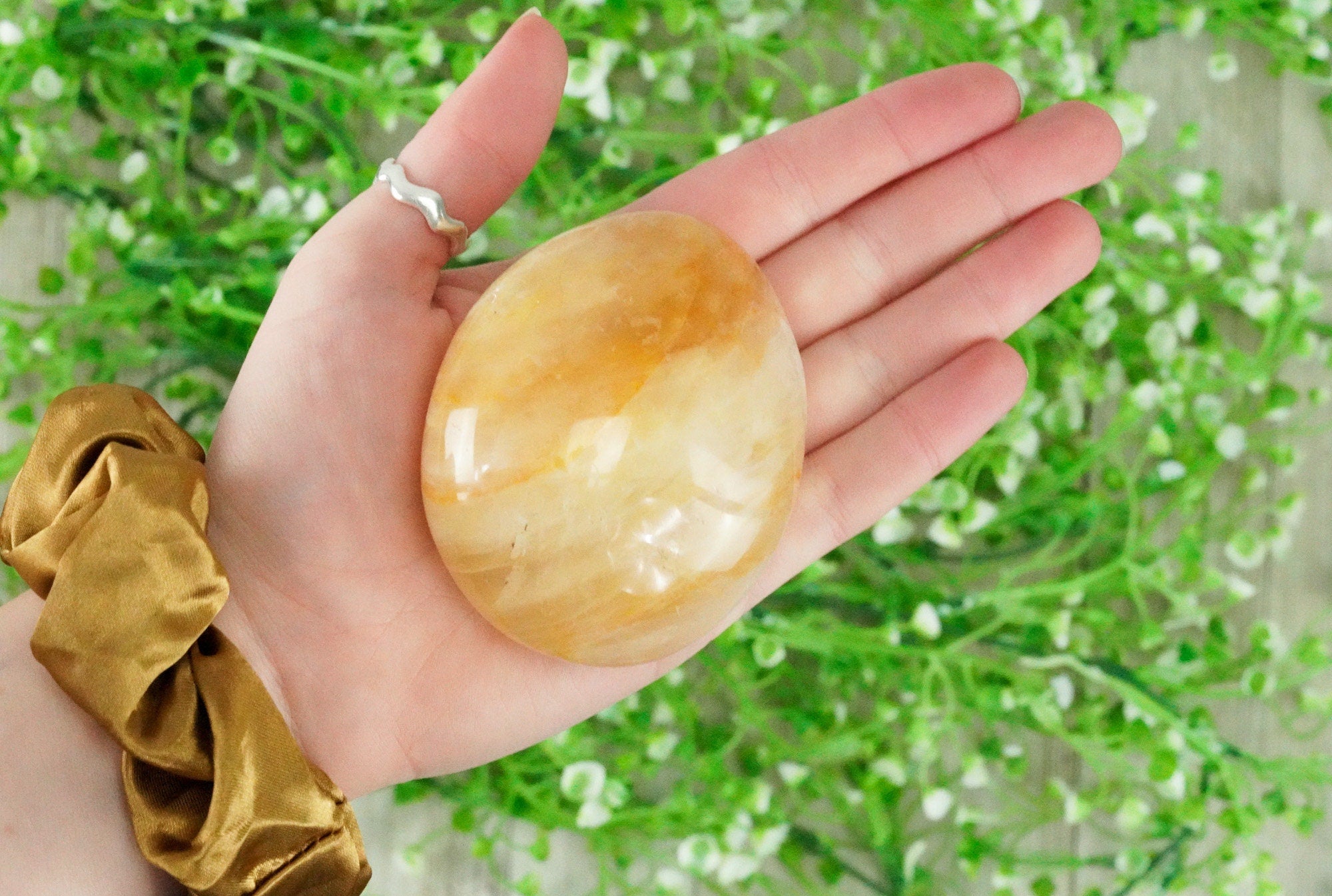 Yellow Hematoid Quartz Palm Stone