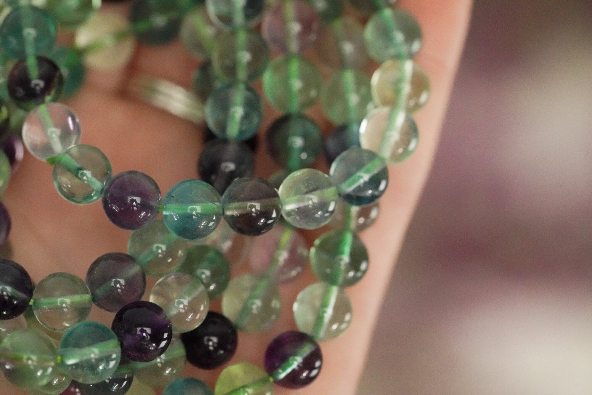 Rainbow Fluorite Bracelet 8mm Round Beads