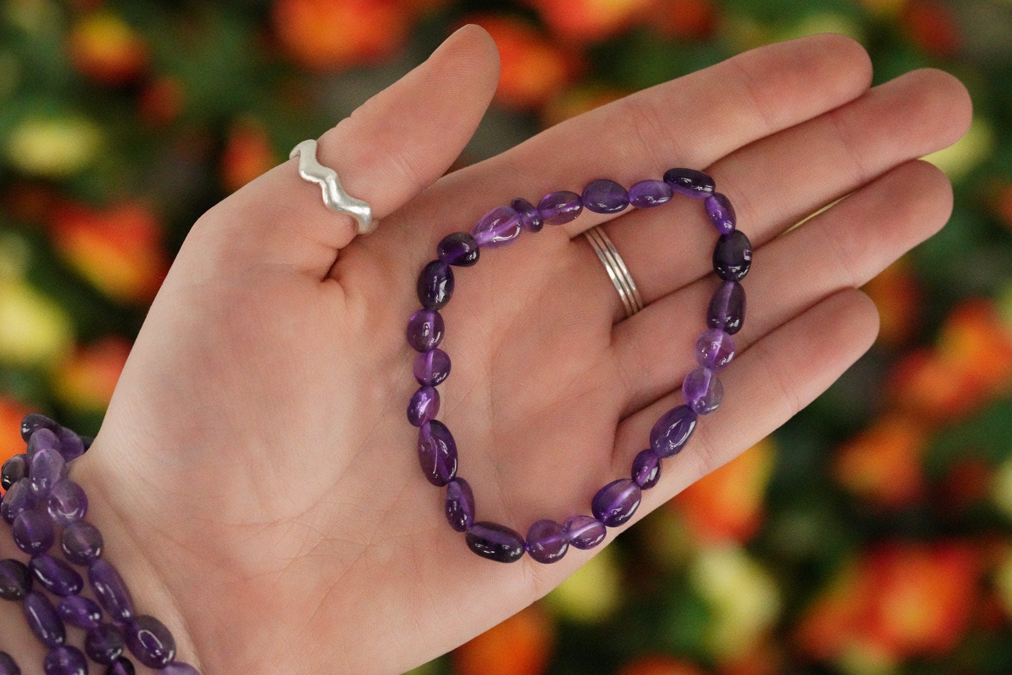 Amethyst Tumbled Stone Bracelet
