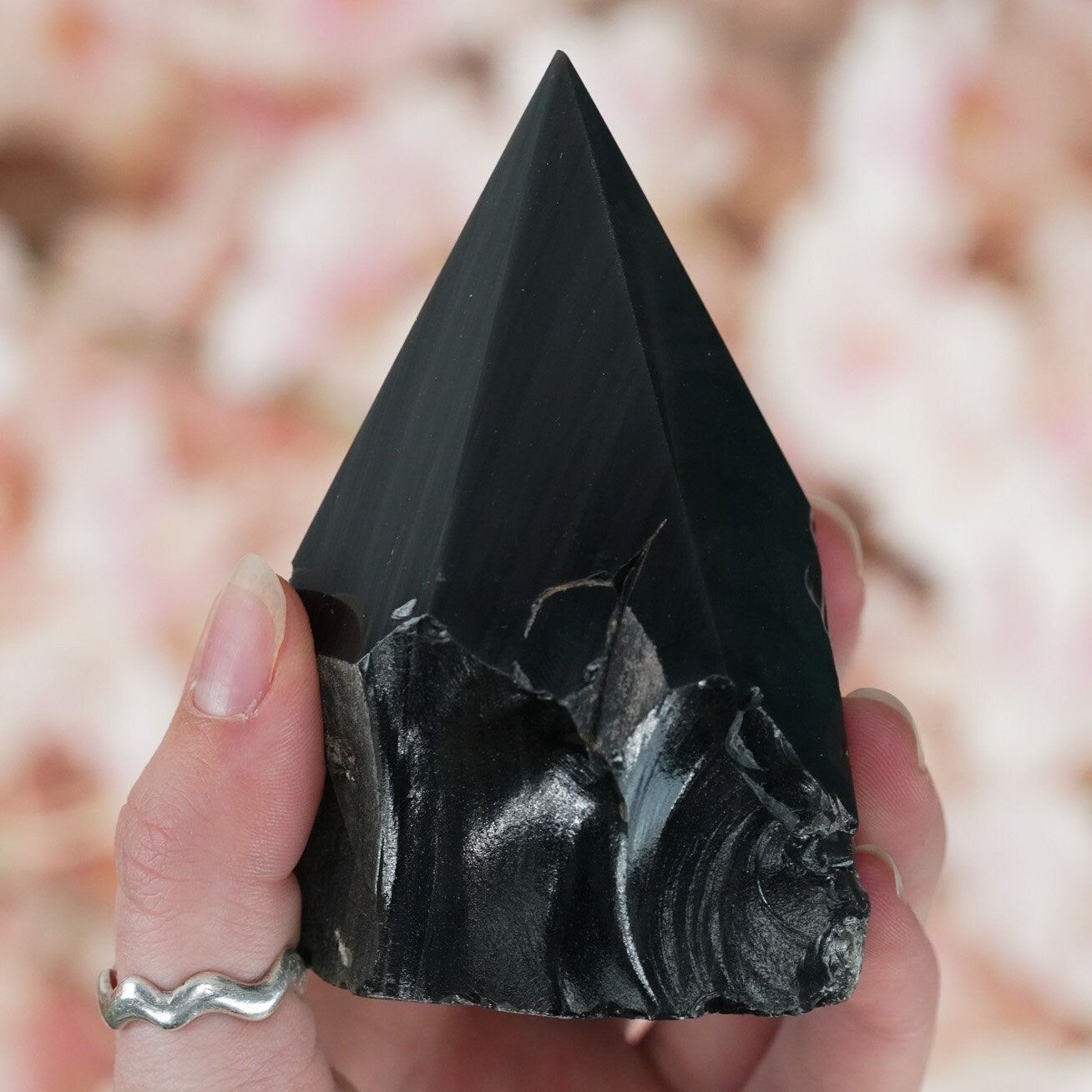 Large Raw Obsidian Polished Crystal Point