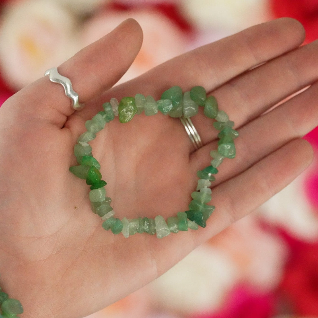 Green Aventurine Tumbled Stone Crystal Chip Bracelet