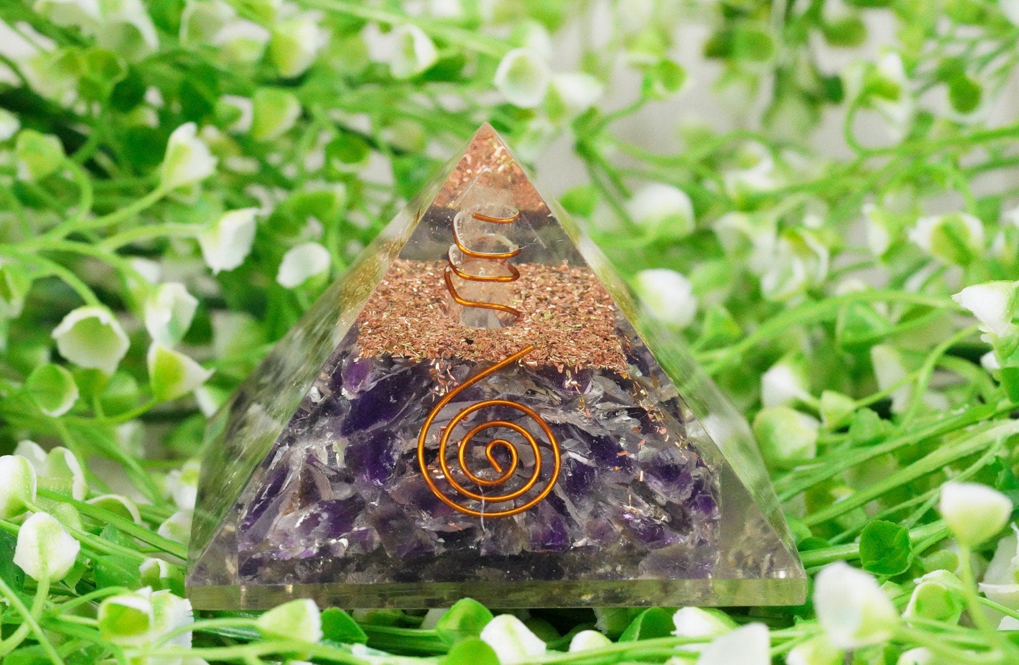 Large Amethyst Orgone Chakra Pyramid