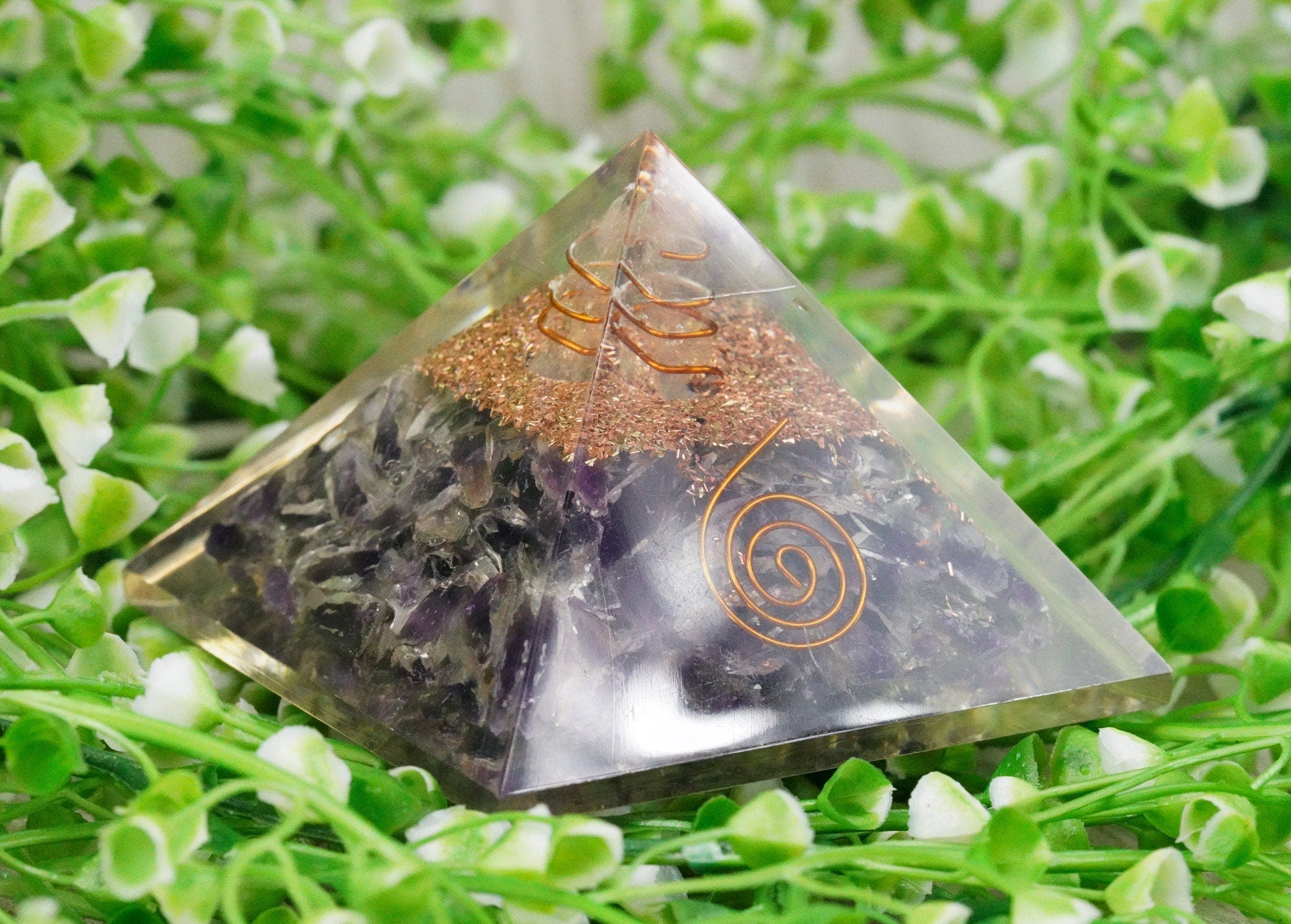Large Amethyst Orgone Chakra Pyramid