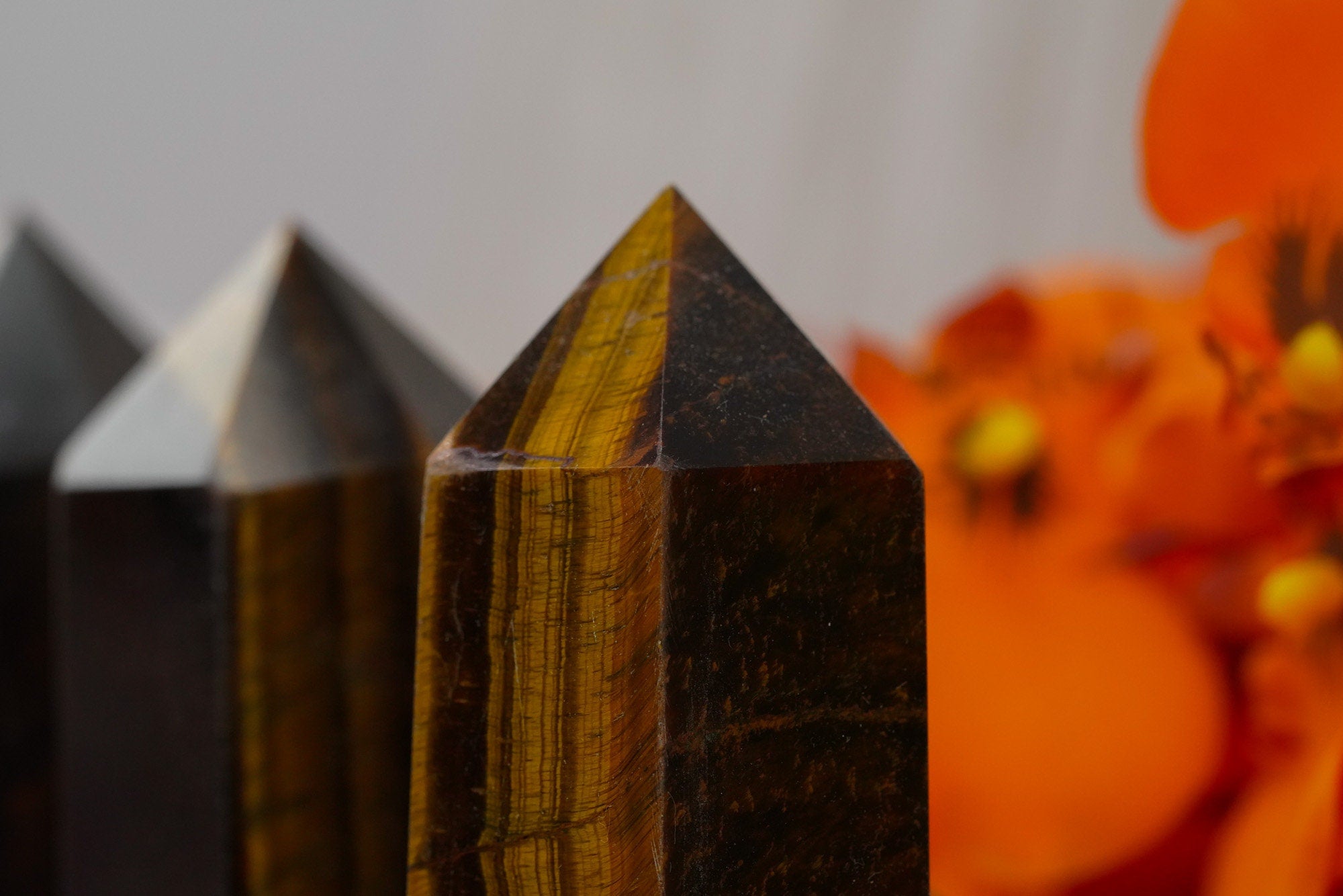 Large Tigers Eye Crystal Tower Point