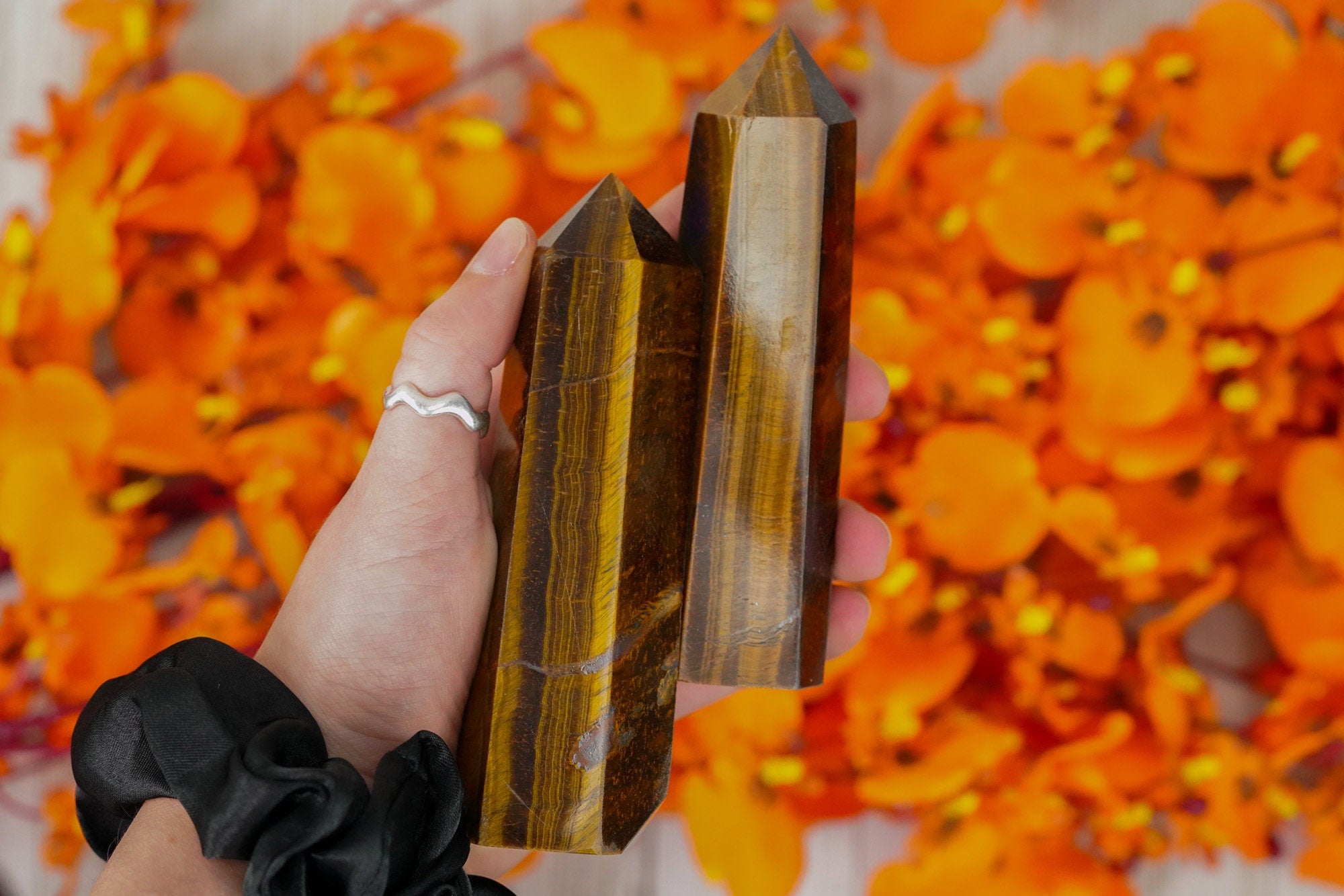 Large Tigers Eye Crystal Tower Point