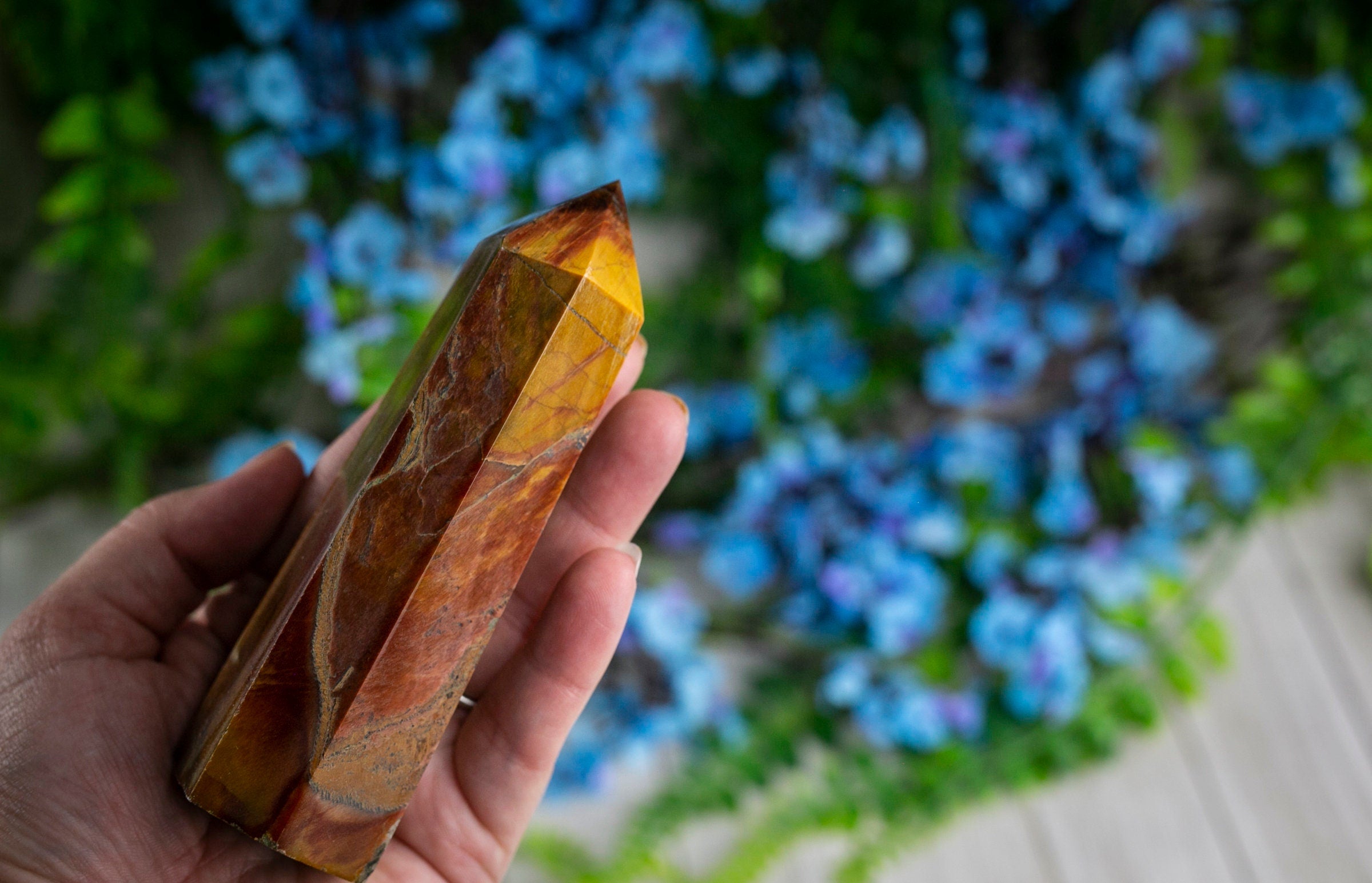 Large Tigers Eye Crystal Tower Point