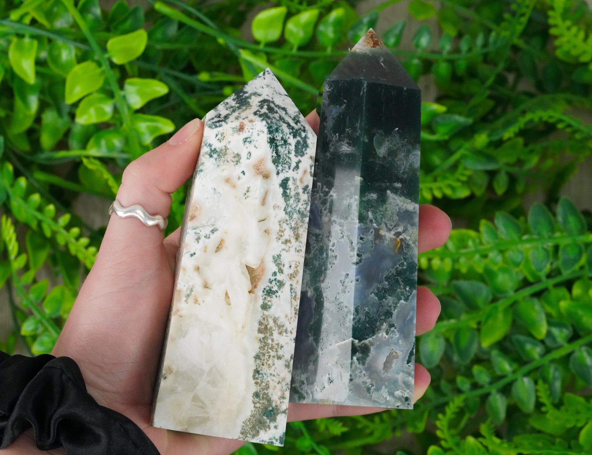 Large Moss Agate Crystal Tower