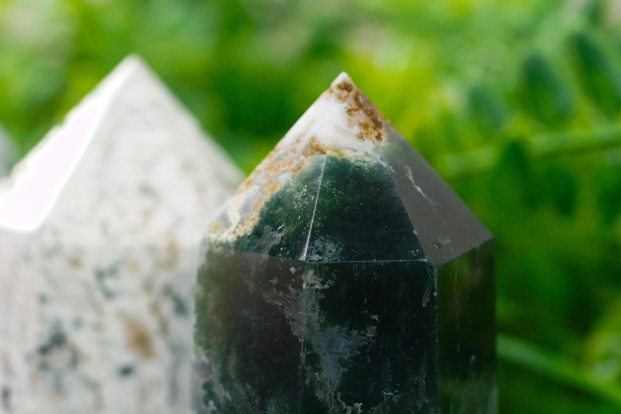 Large Moss Agate Crystal Tower