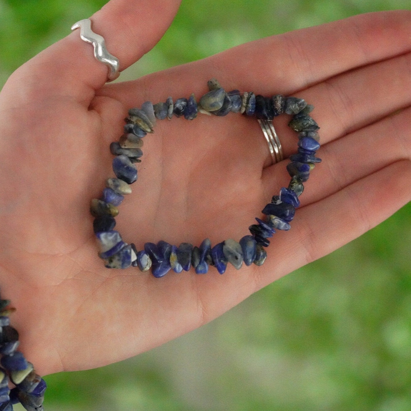 Sodalite Tumbled Stone Crystal Chip Bracelet