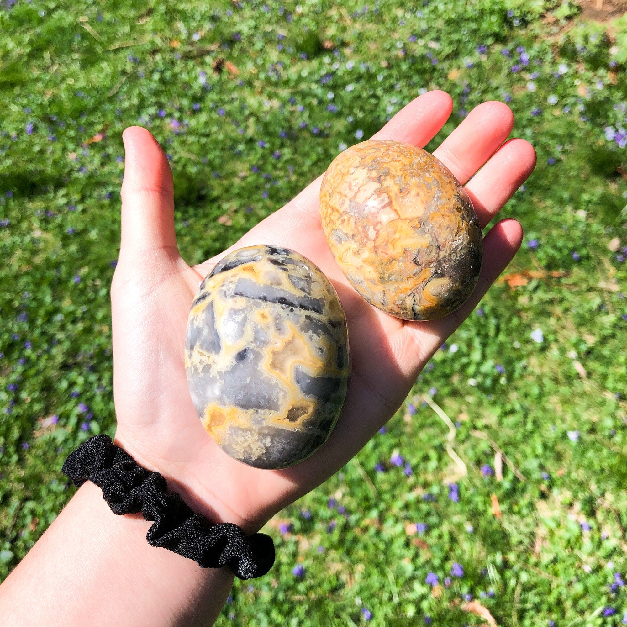 Crazy Lace Agate Palm Stone