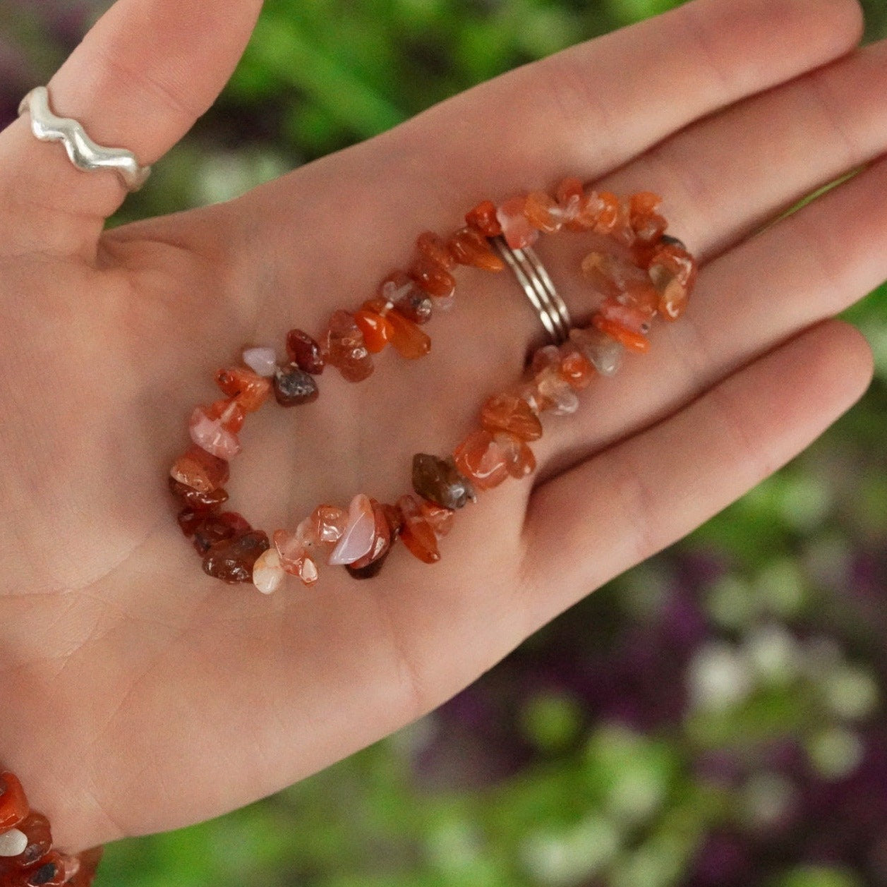 Carnelian Tumbled Stone Crystal Chip Bracelet