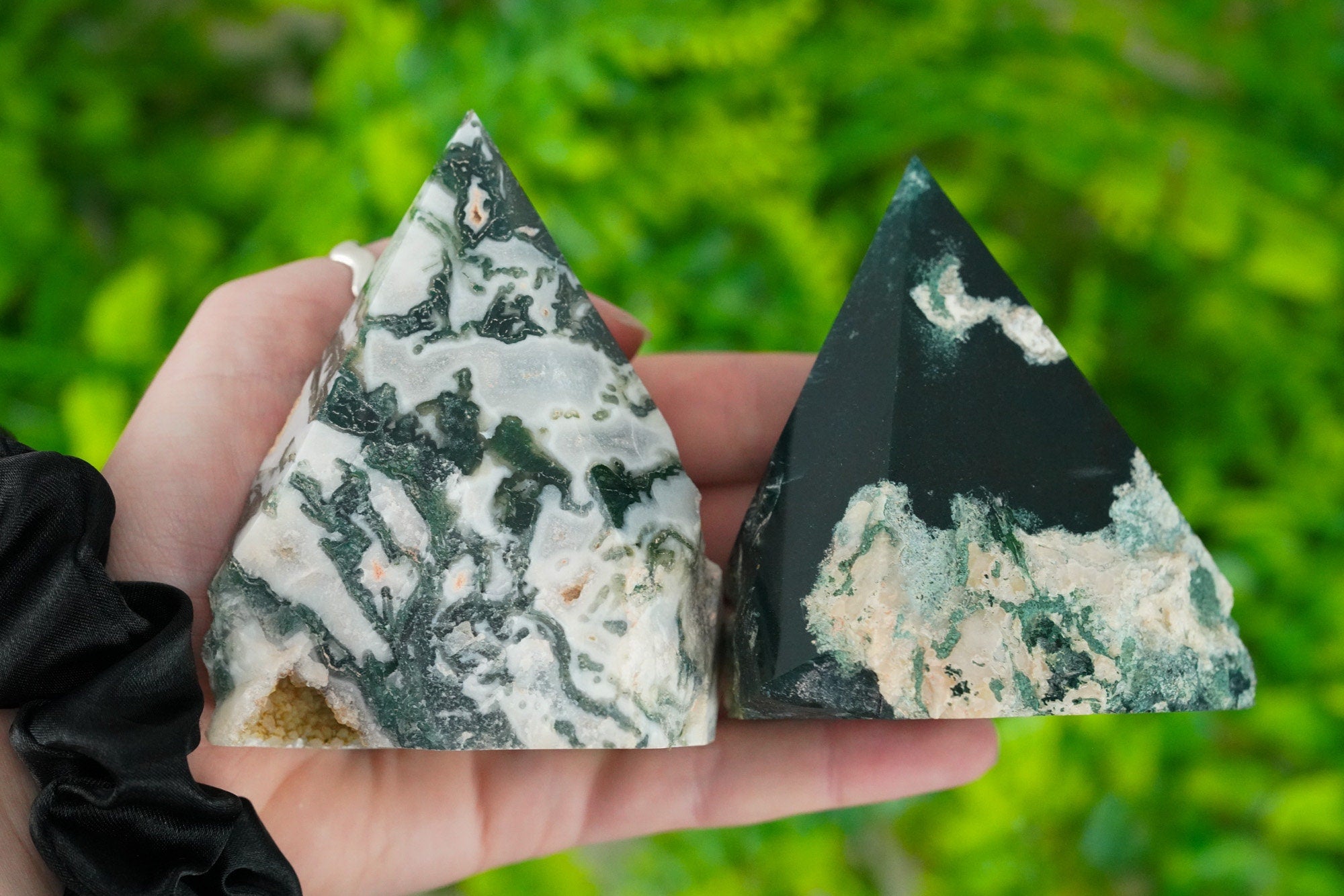 Large Raw Moss Agate Polished Crystal Point