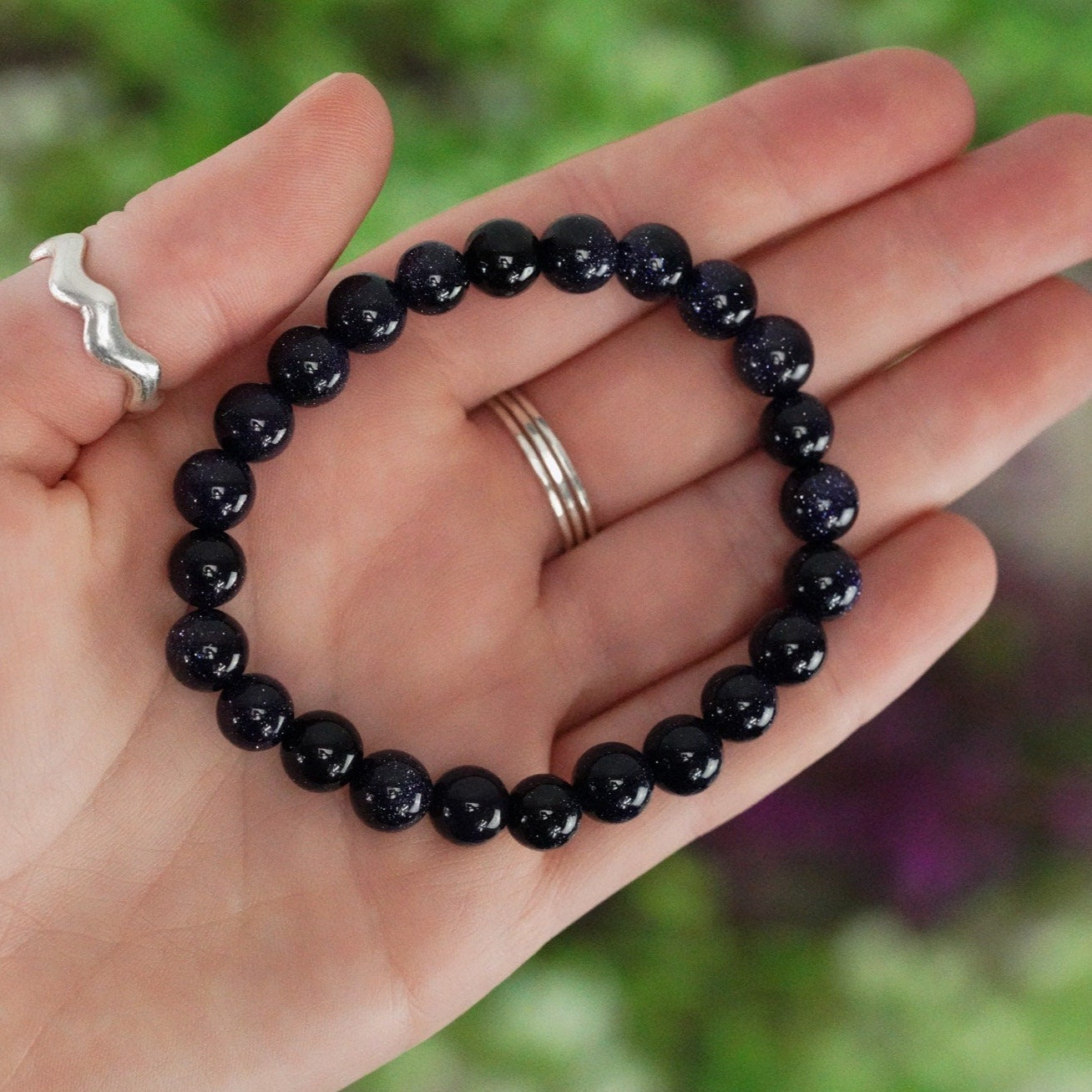 Blue Sandstone 8mm beads Stone Crystal Bracelet