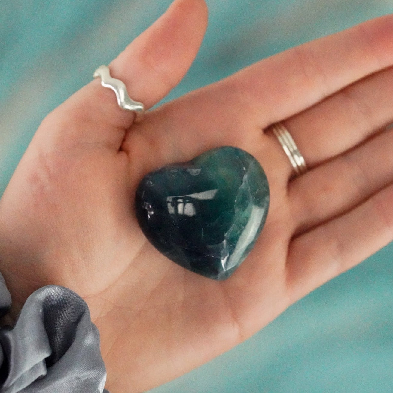 Large Rainbow Fluorite Crystal Heart