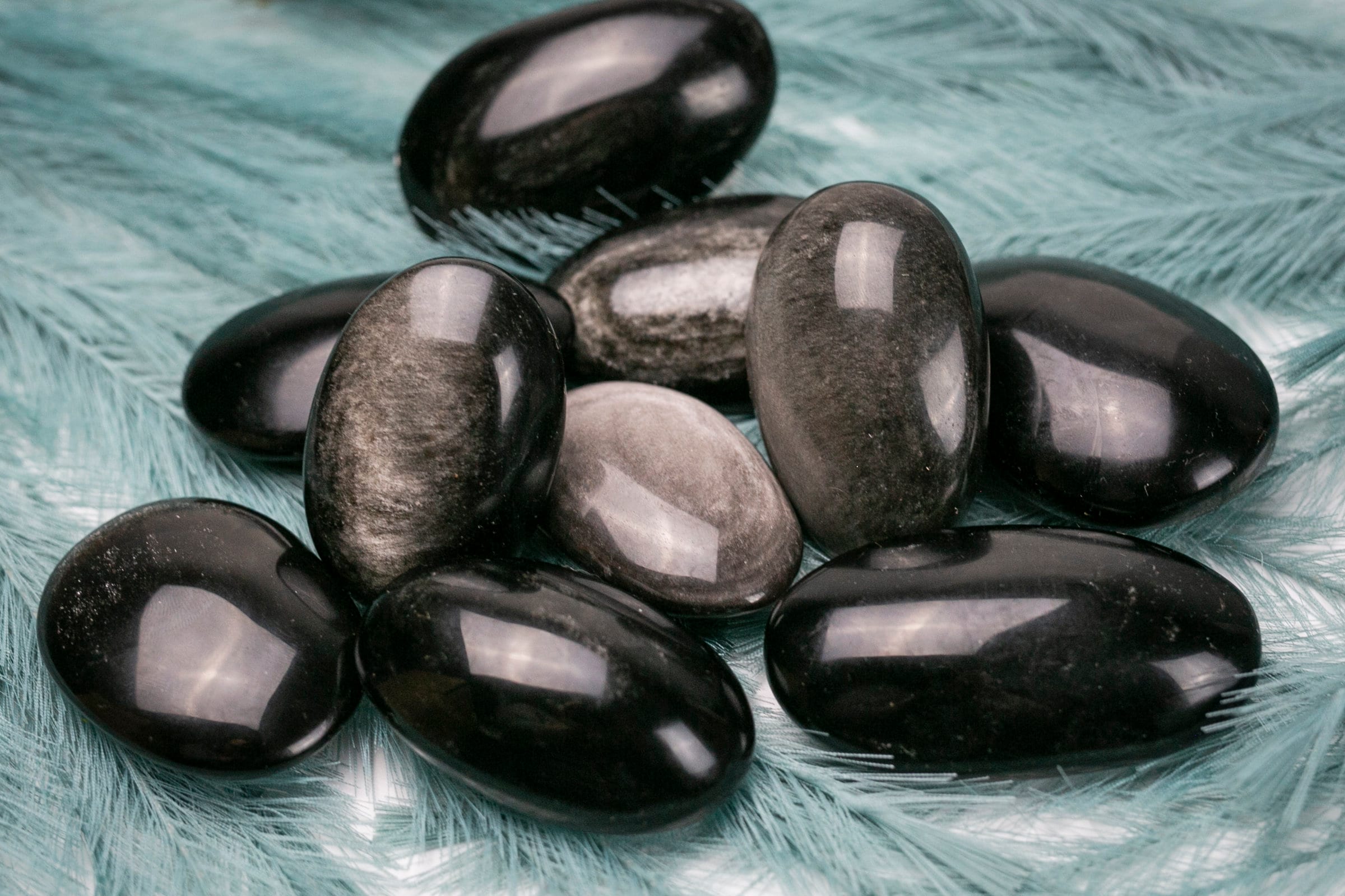 Silver Obsidian Palm Stone