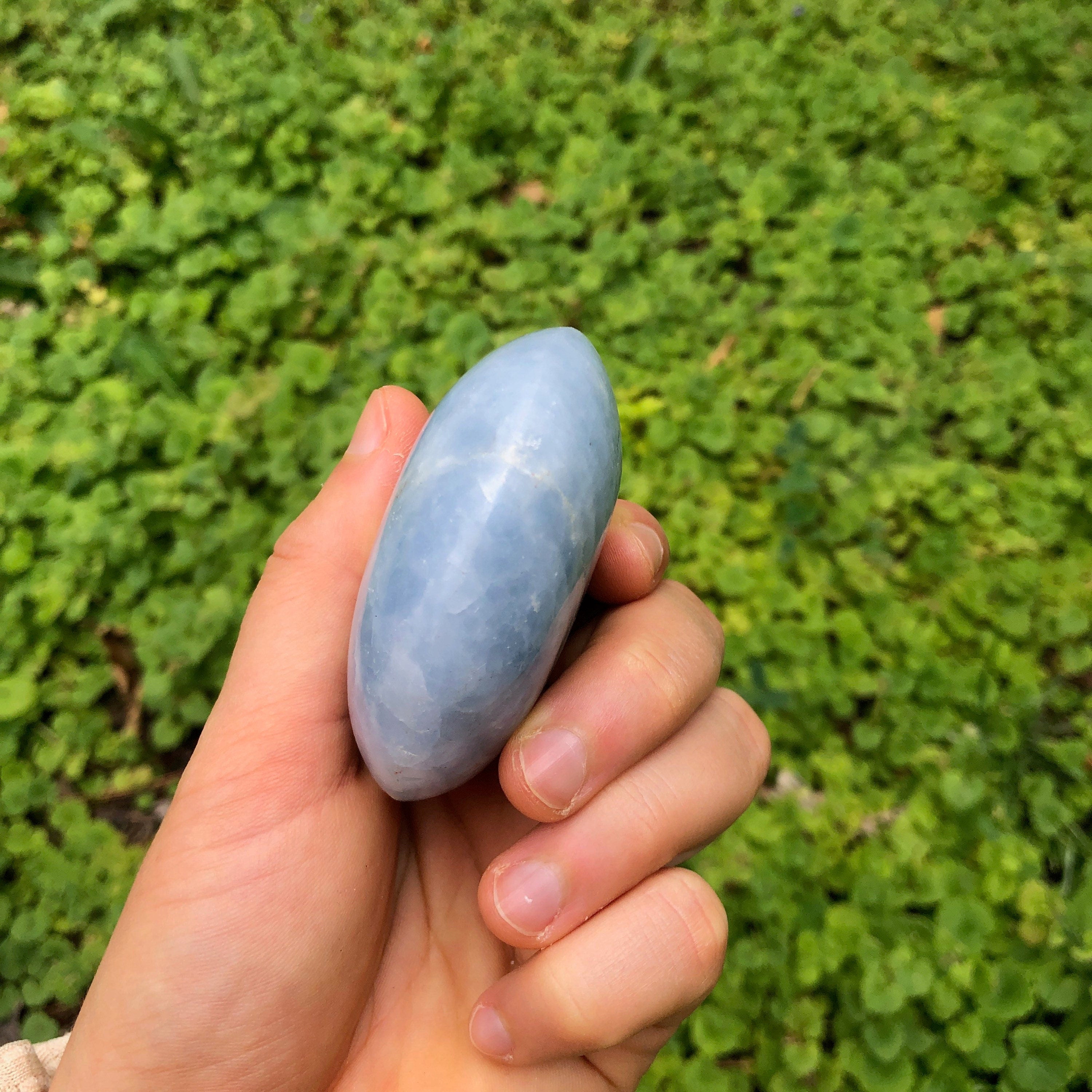 Blue Calcite Palm Stone