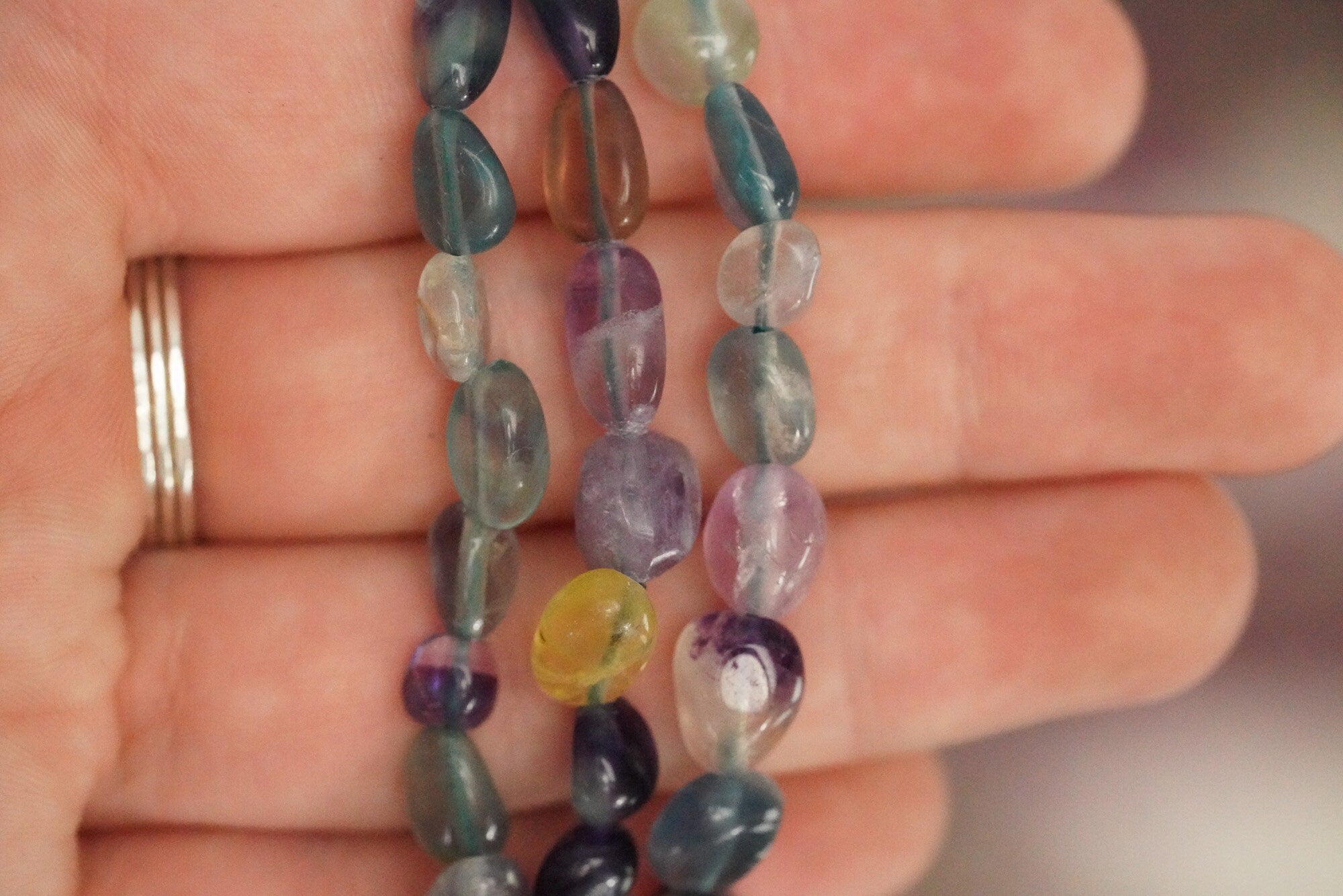 Rainbow Fluorite Tumbled Stone Bracelet