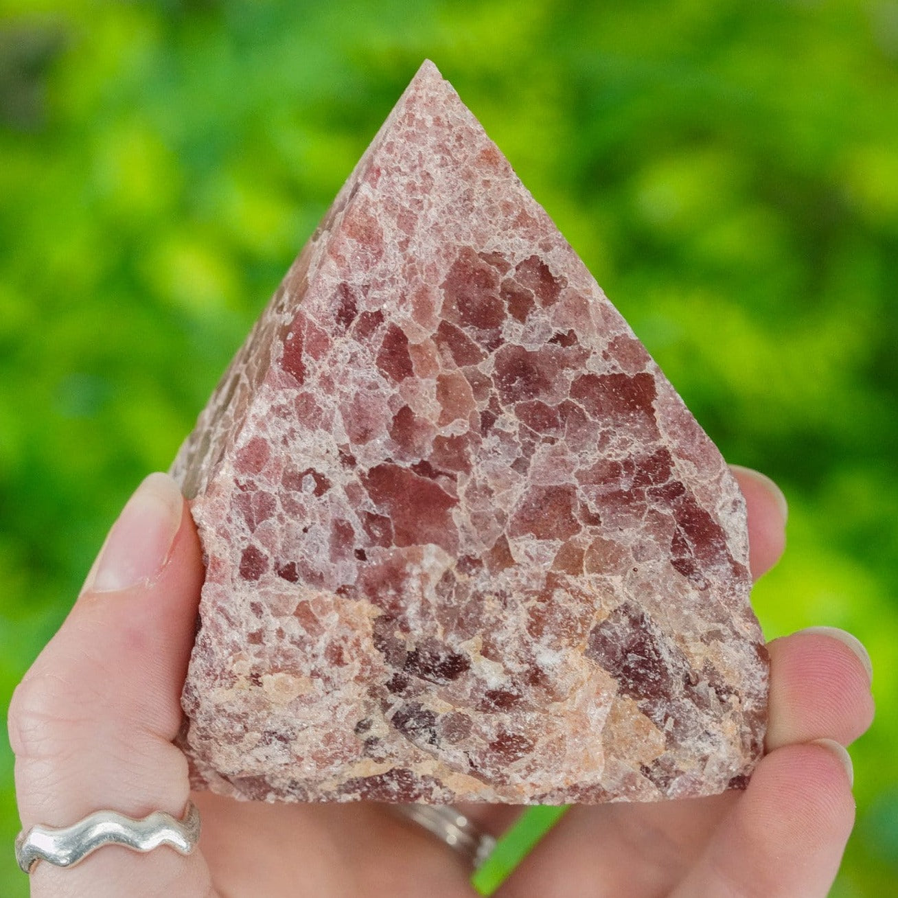 Large Raw Strawberry Quartz Polished Crystal Point