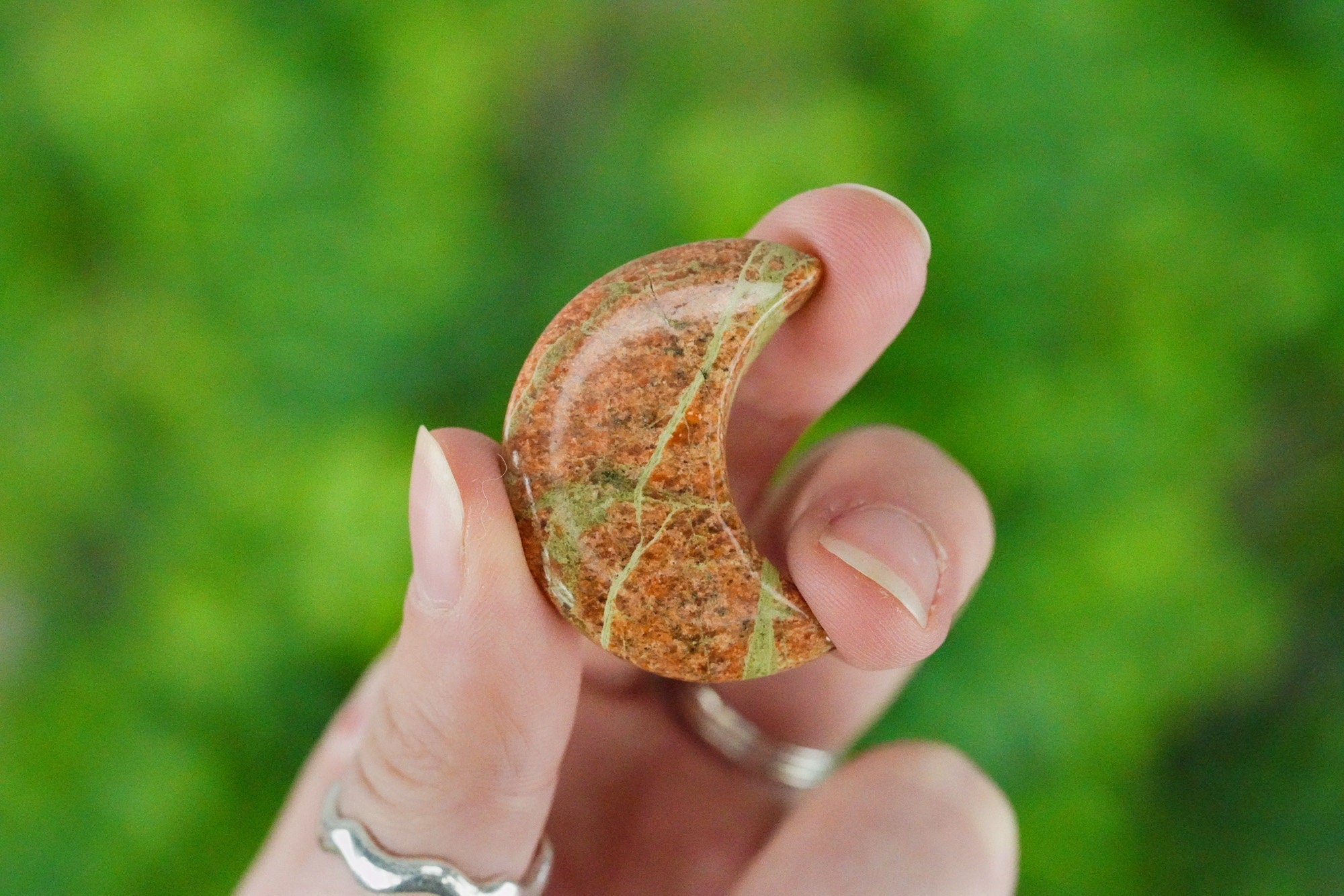 Unakite Crystal Crescent Moon