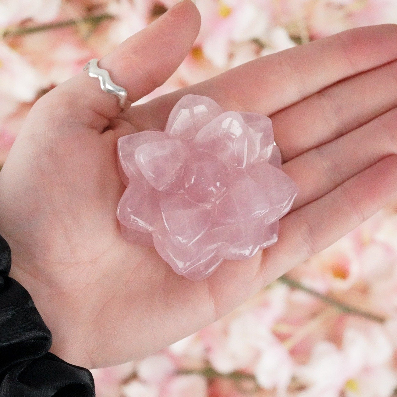 Rose Quartz Large Carved Lotus