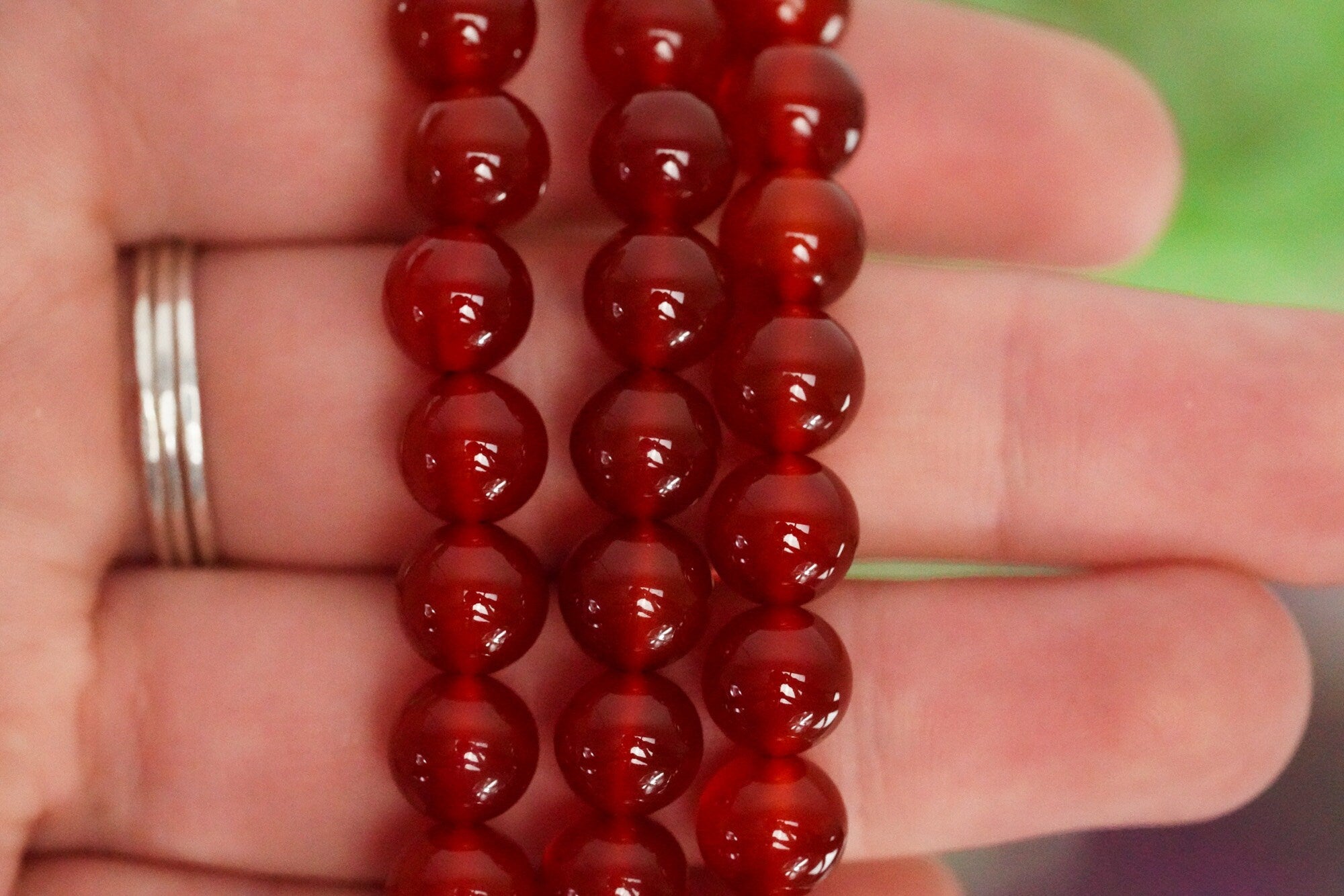 Carnelian 8mm beads Crystal Bracelet