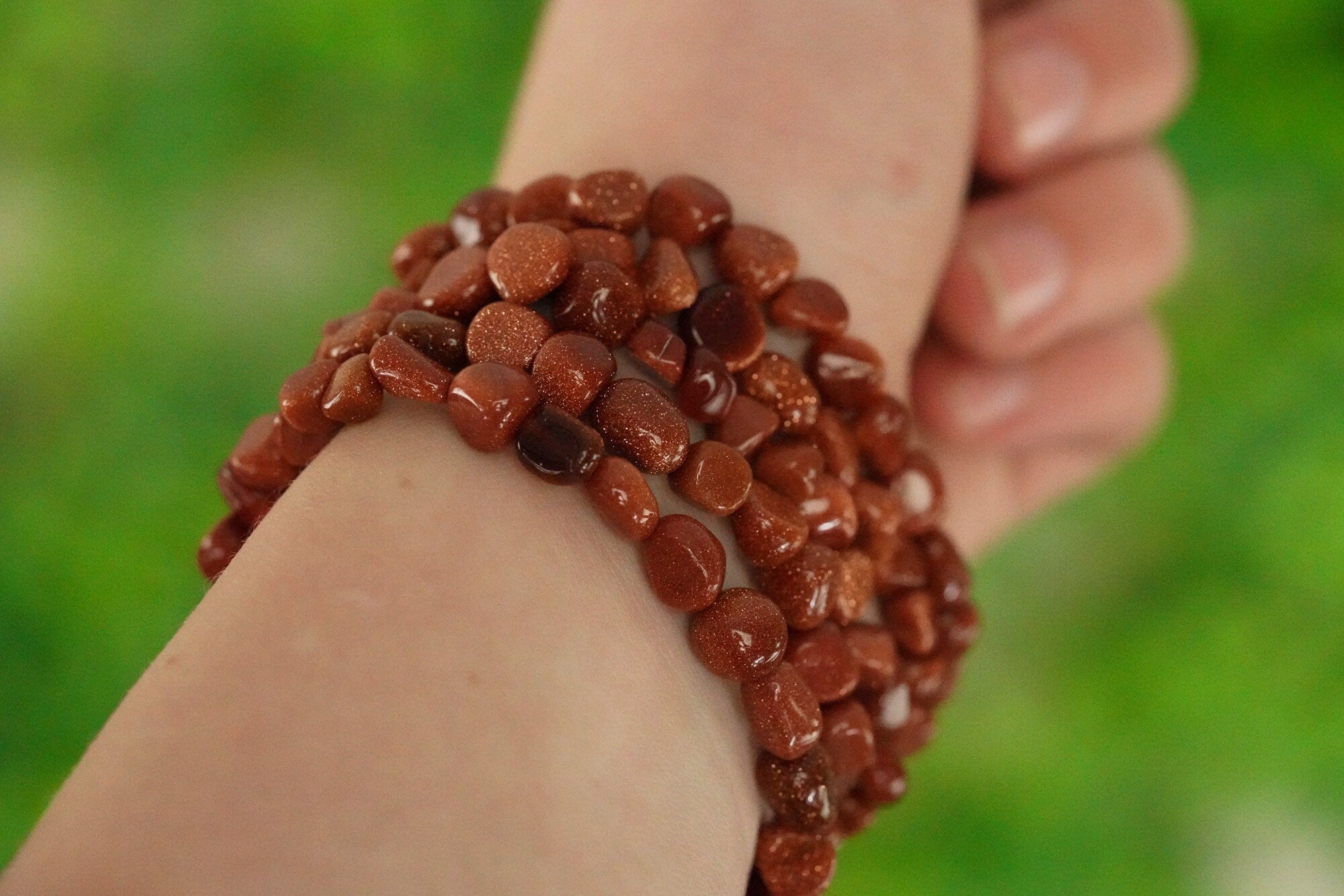 Red Goldstone Tumbled Stone Bracelet