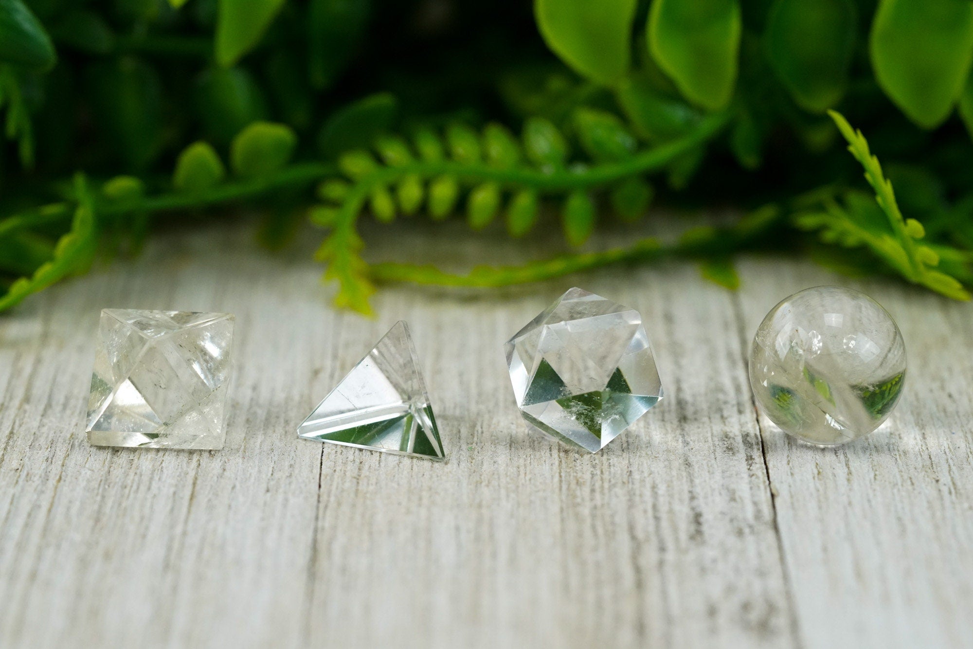 Clear Quartz Crystal Platonic solids set 7 Pieces