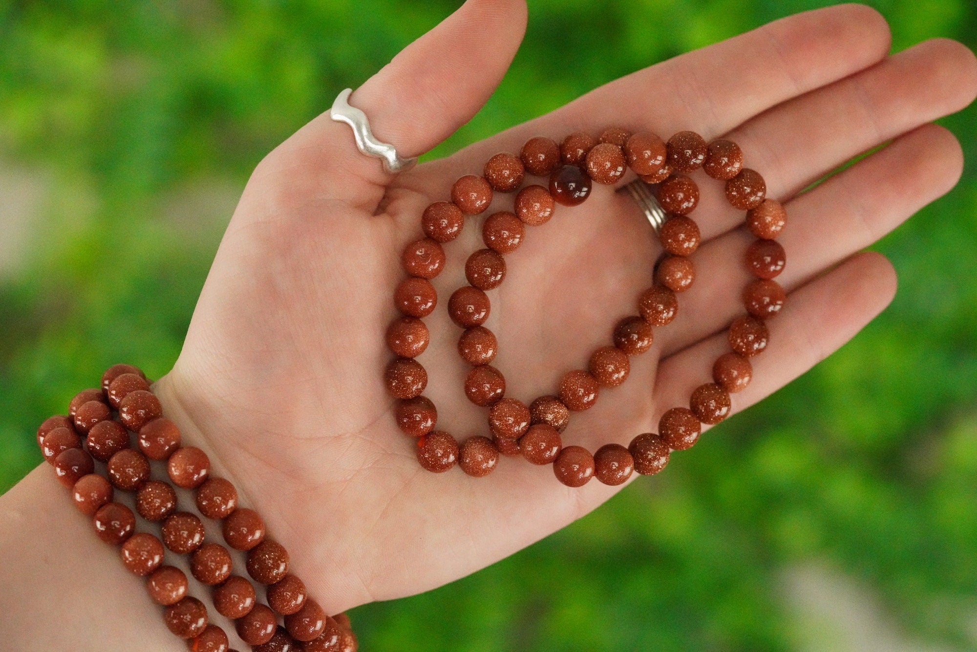 Red Sandstone 8mm beads Stone Crystal Bracelet