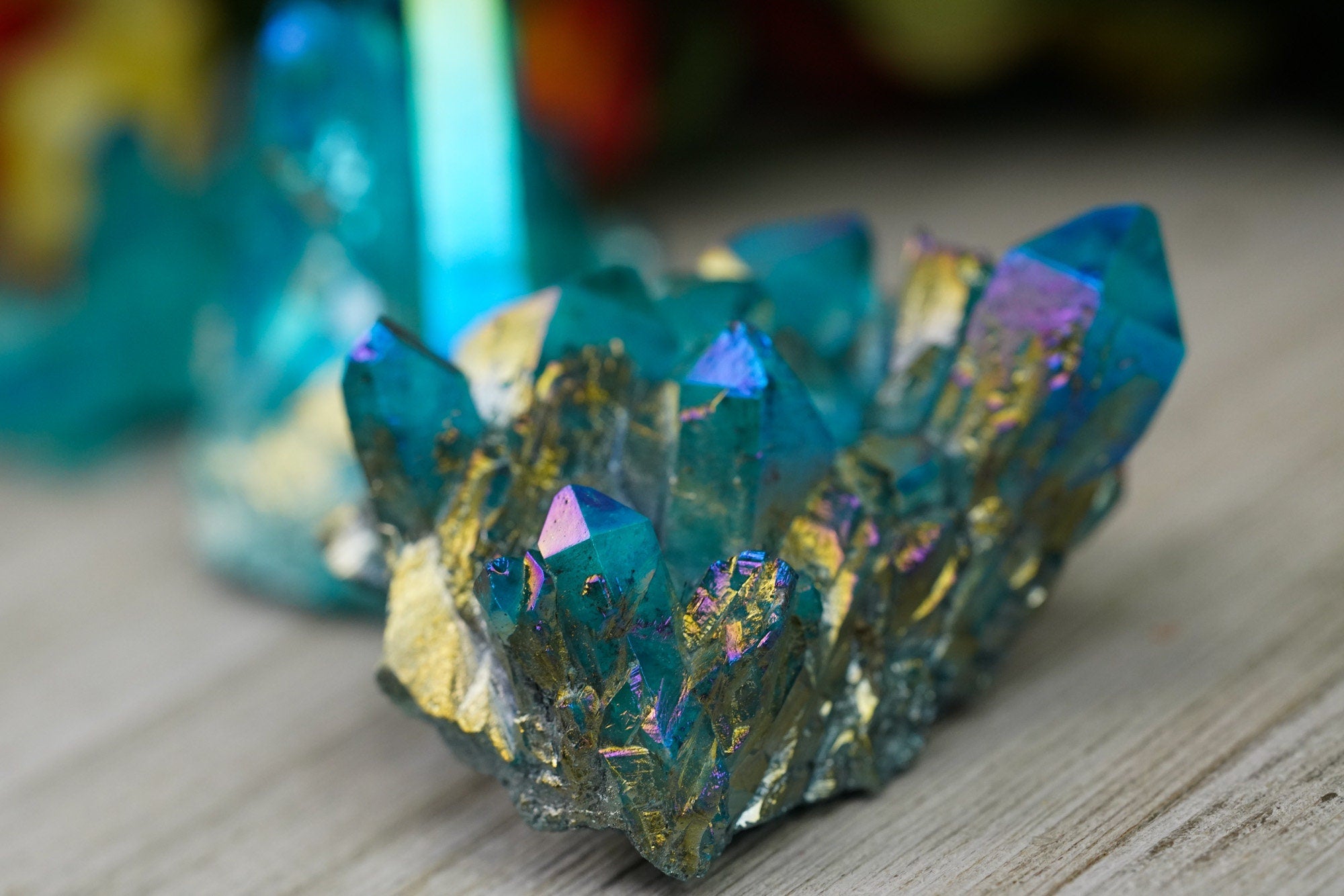 Blue Aura Quartz Crystal Cluster