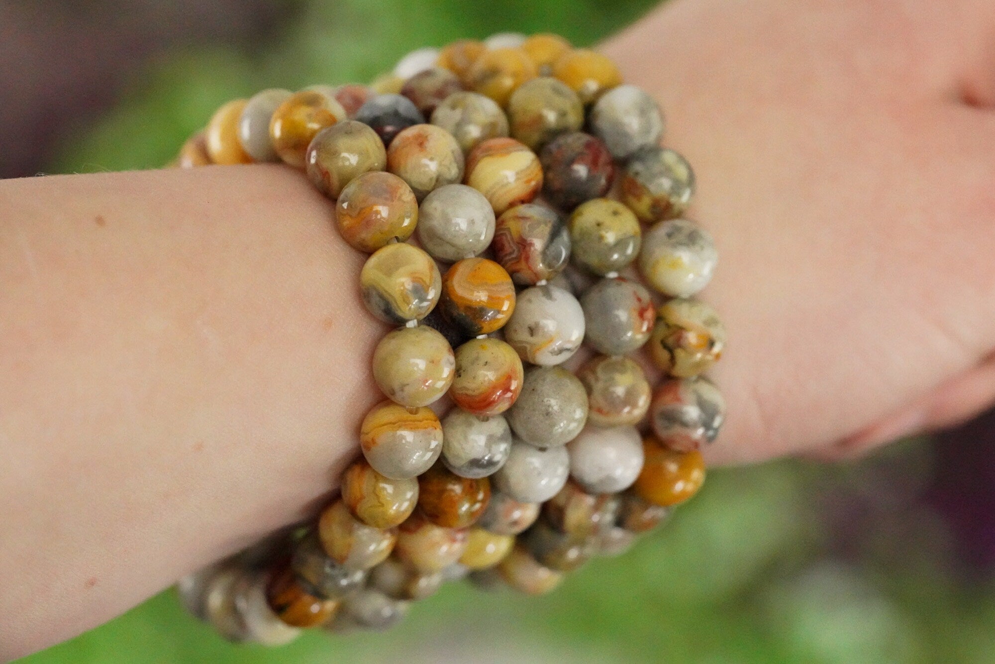 Crazy Lace Agate 8mm Round Bead Bracelet