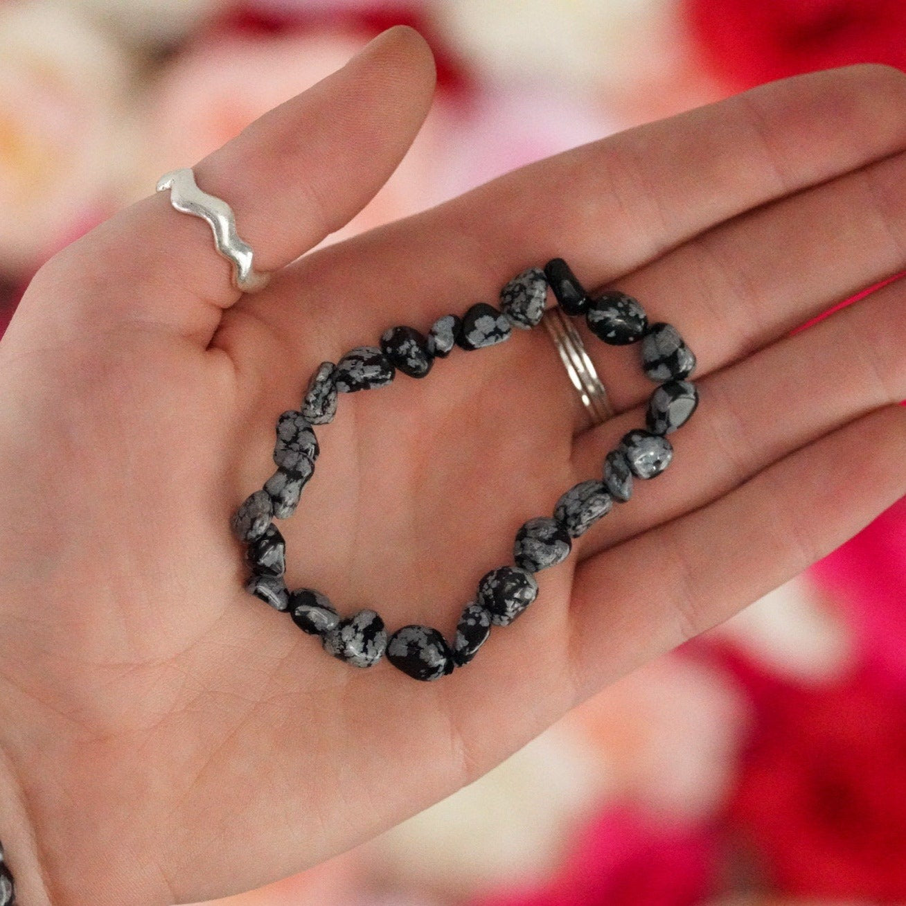 Snowflake Obsidian Tumbled Stone Bracelet