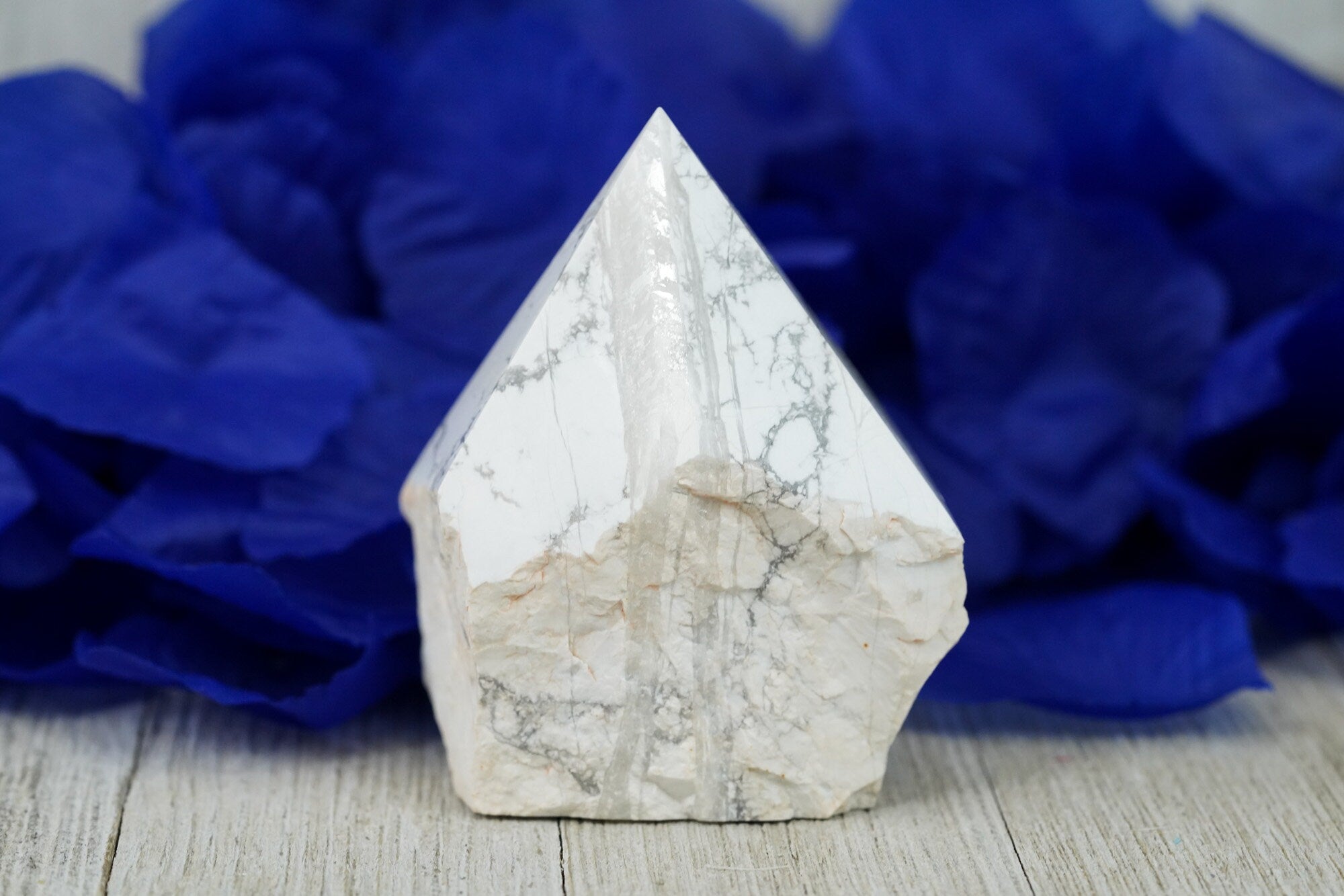 Large Raw White Howlite Polished Crystal Point