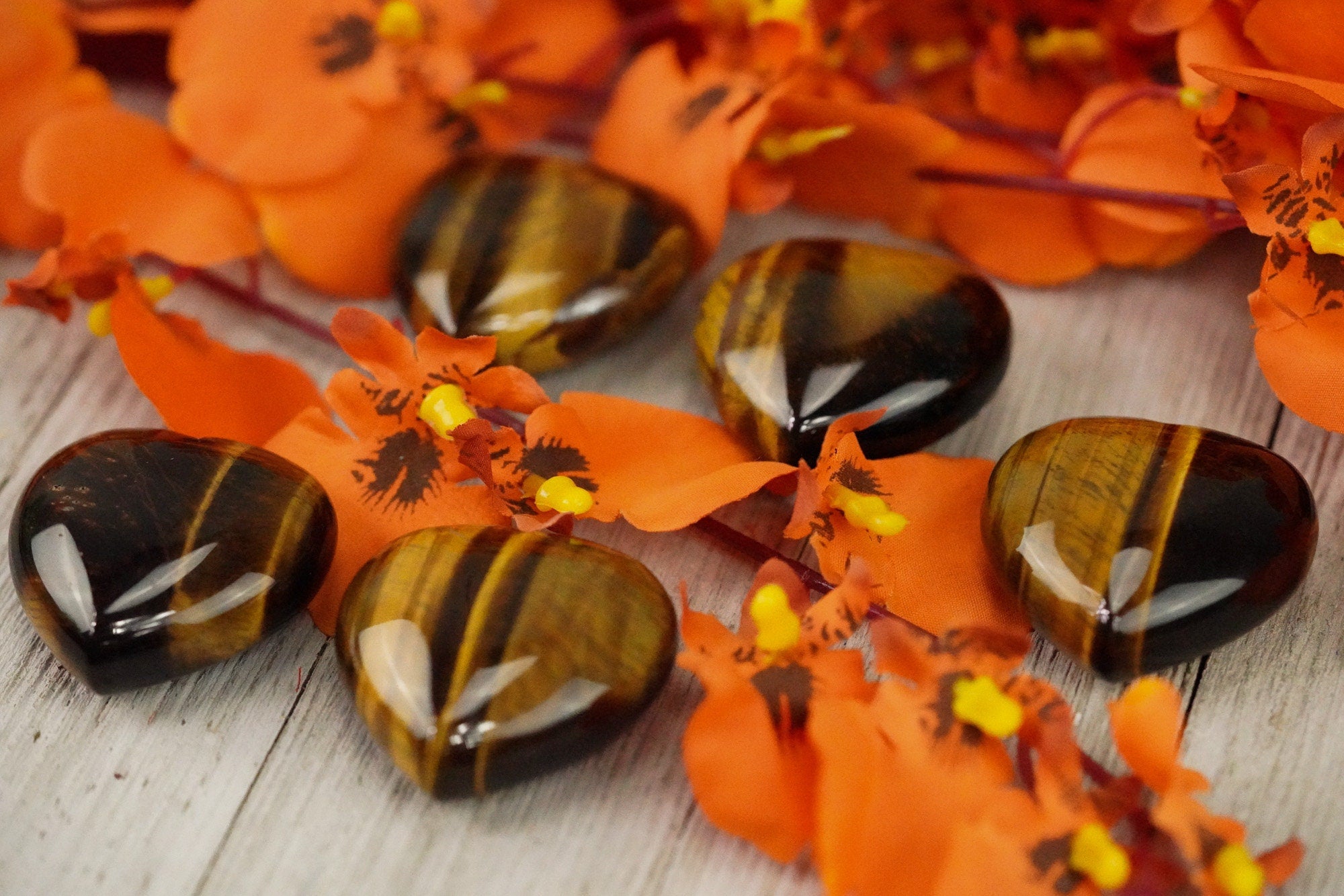 Large Tigers Eye Crystal Heart