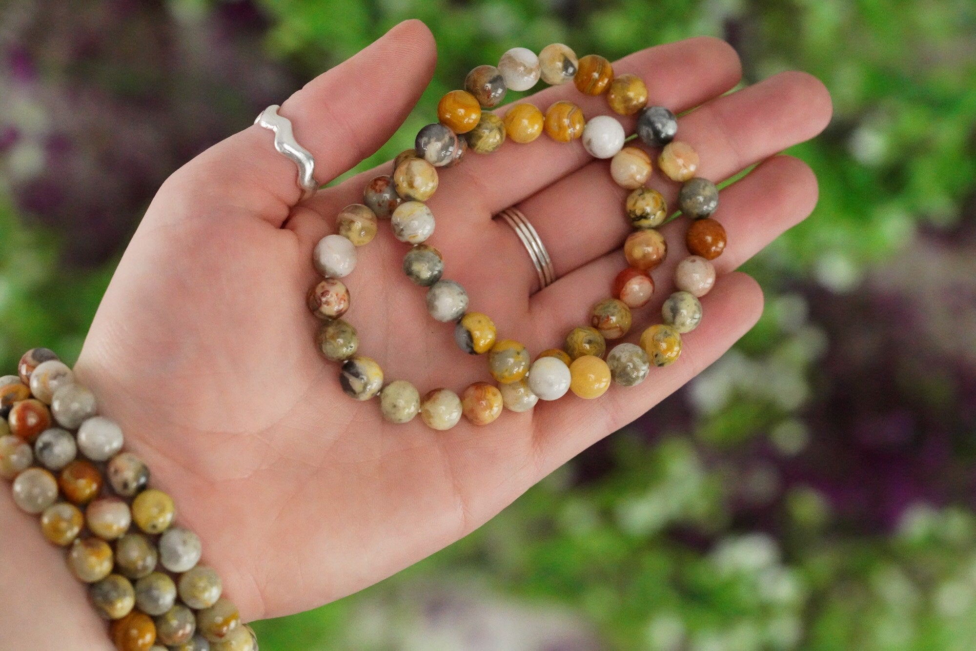 Crazy Lace Agate 8mm Round Bead Bracelet