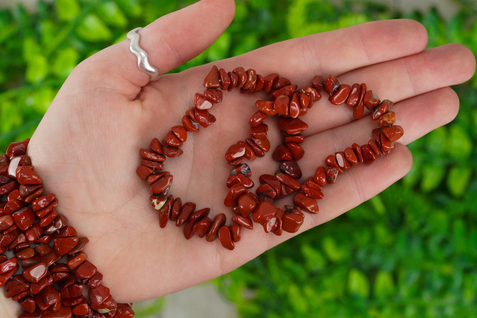 Red Jasper Tumbled Stone Crystal Chip Bracelet