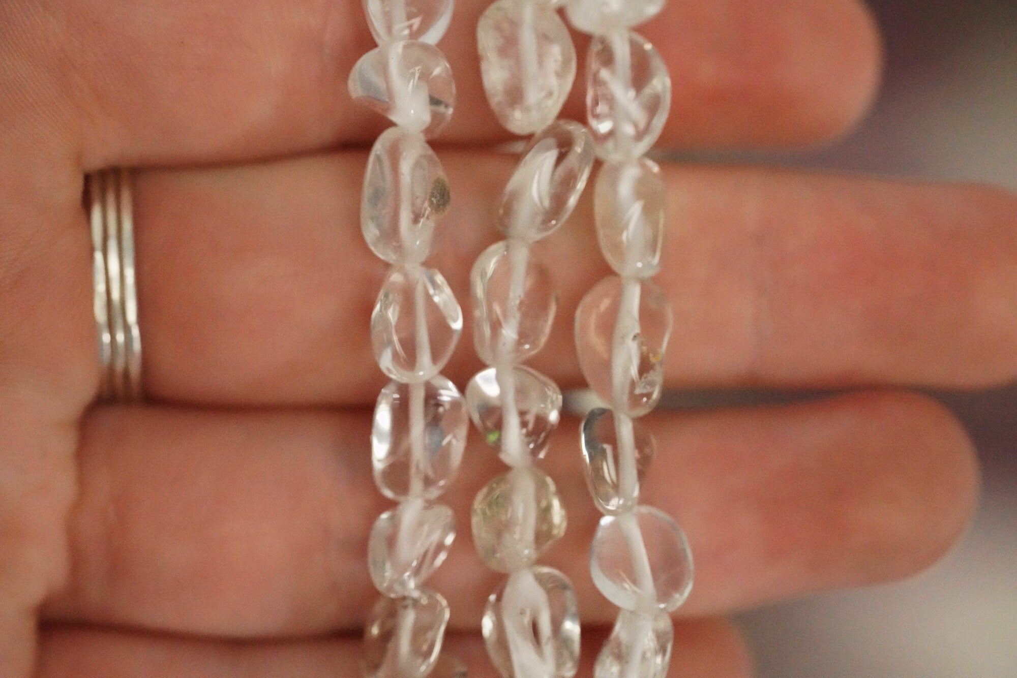 Clear Quartz Tumbled Stone Bracelet