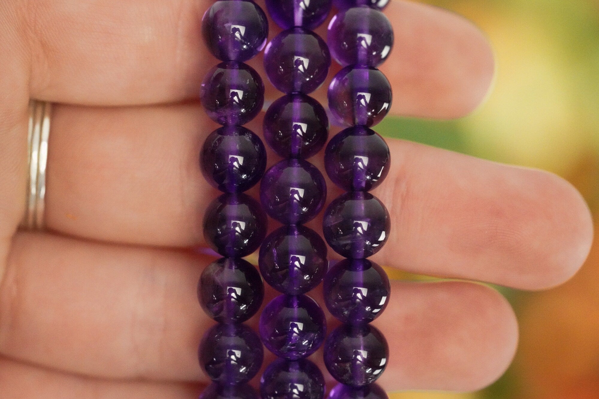 Amethyst 8mm beads Crystal Bracelet