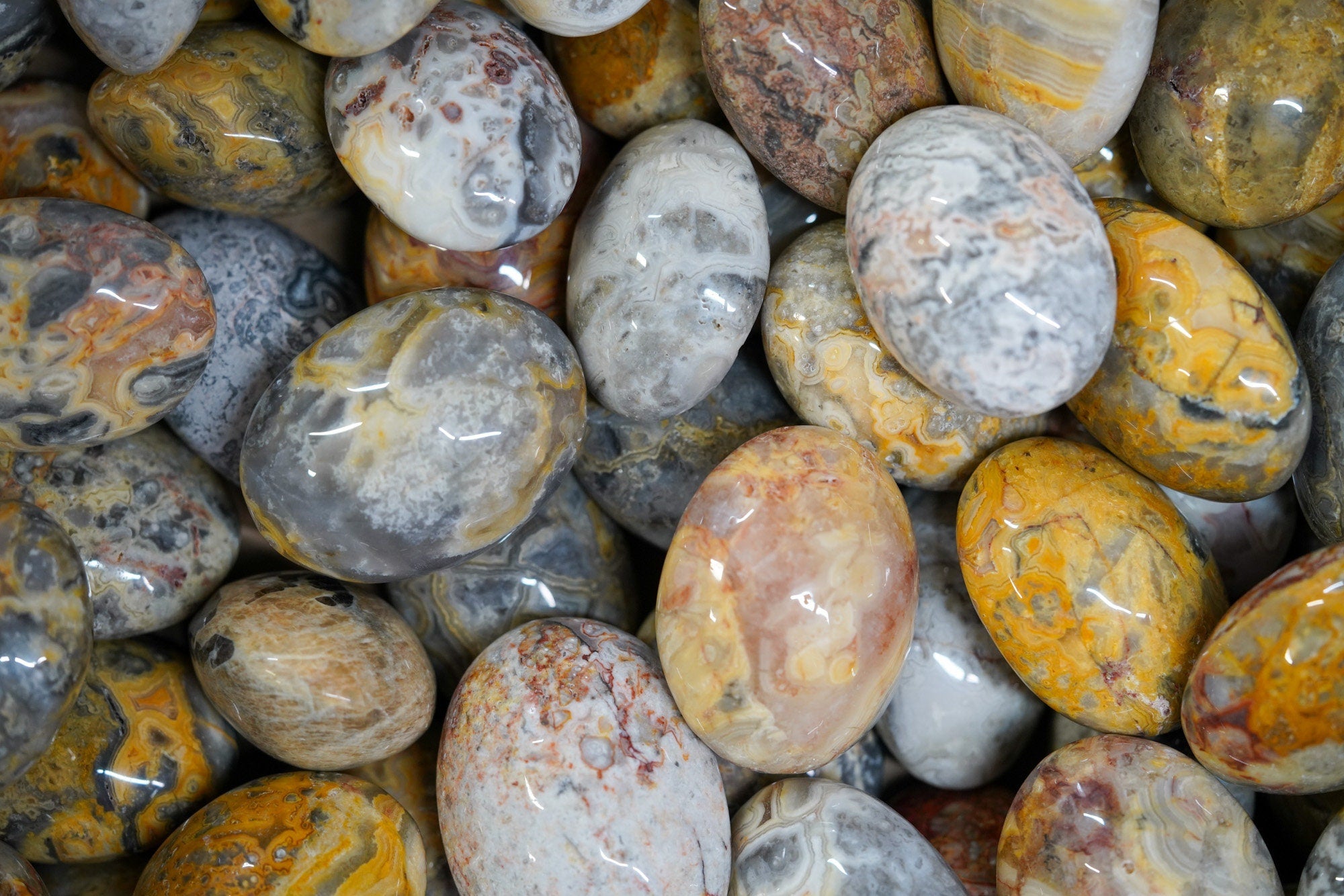 Crazy Lace Agate Palm Stone