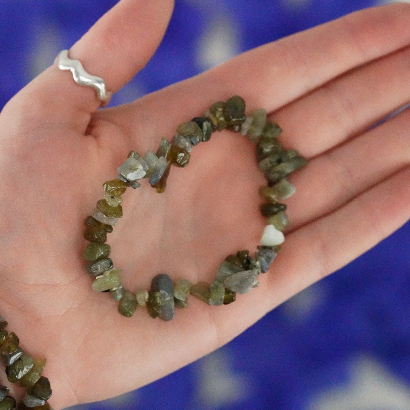 Labradorite Tumbled Stone Crystal Chip Bracelet