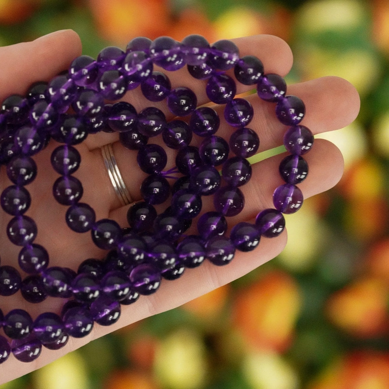 Amethyst 8mm beads Crystal Bracelet