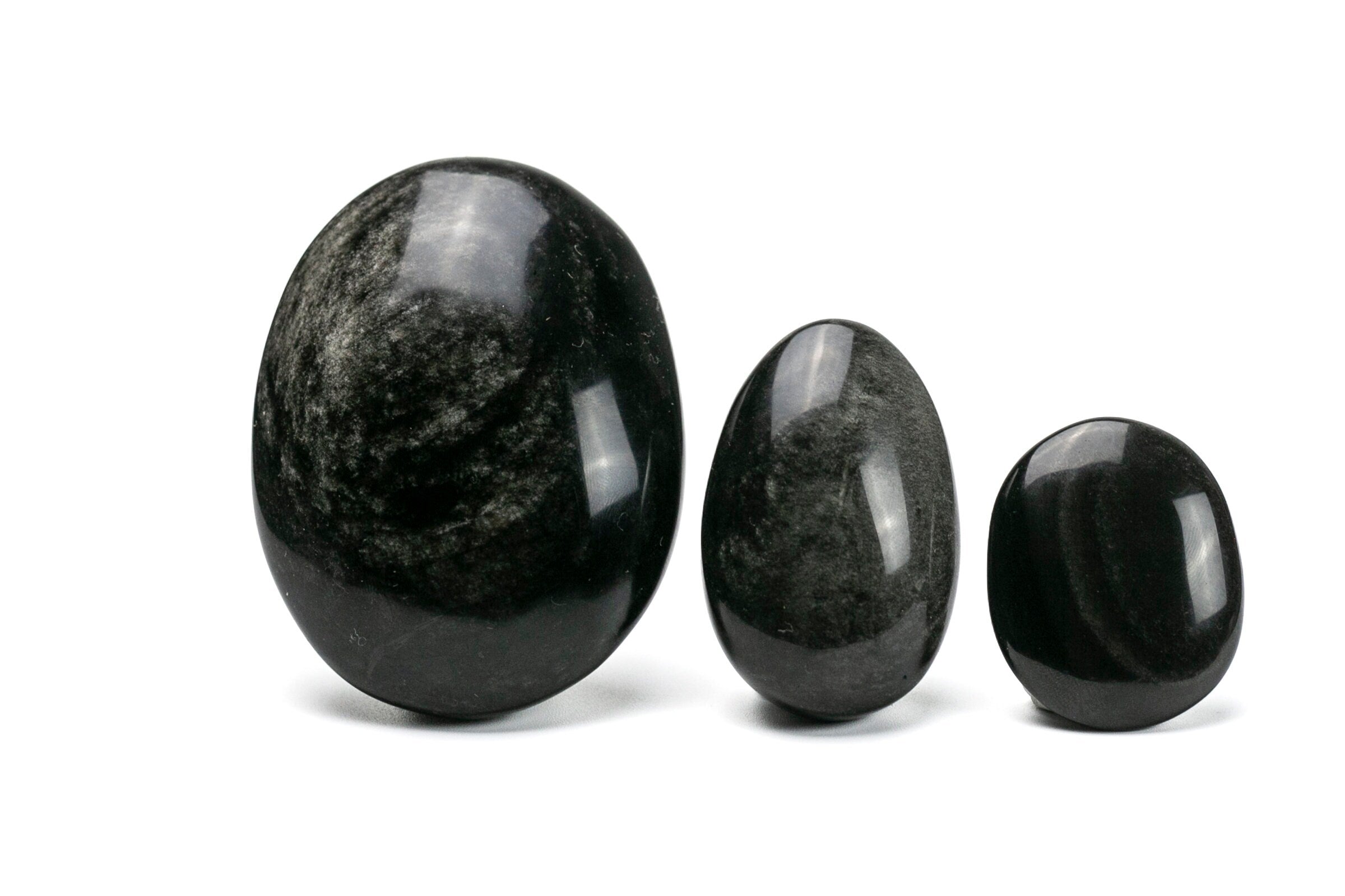 Silver Obsidian Palm Stone