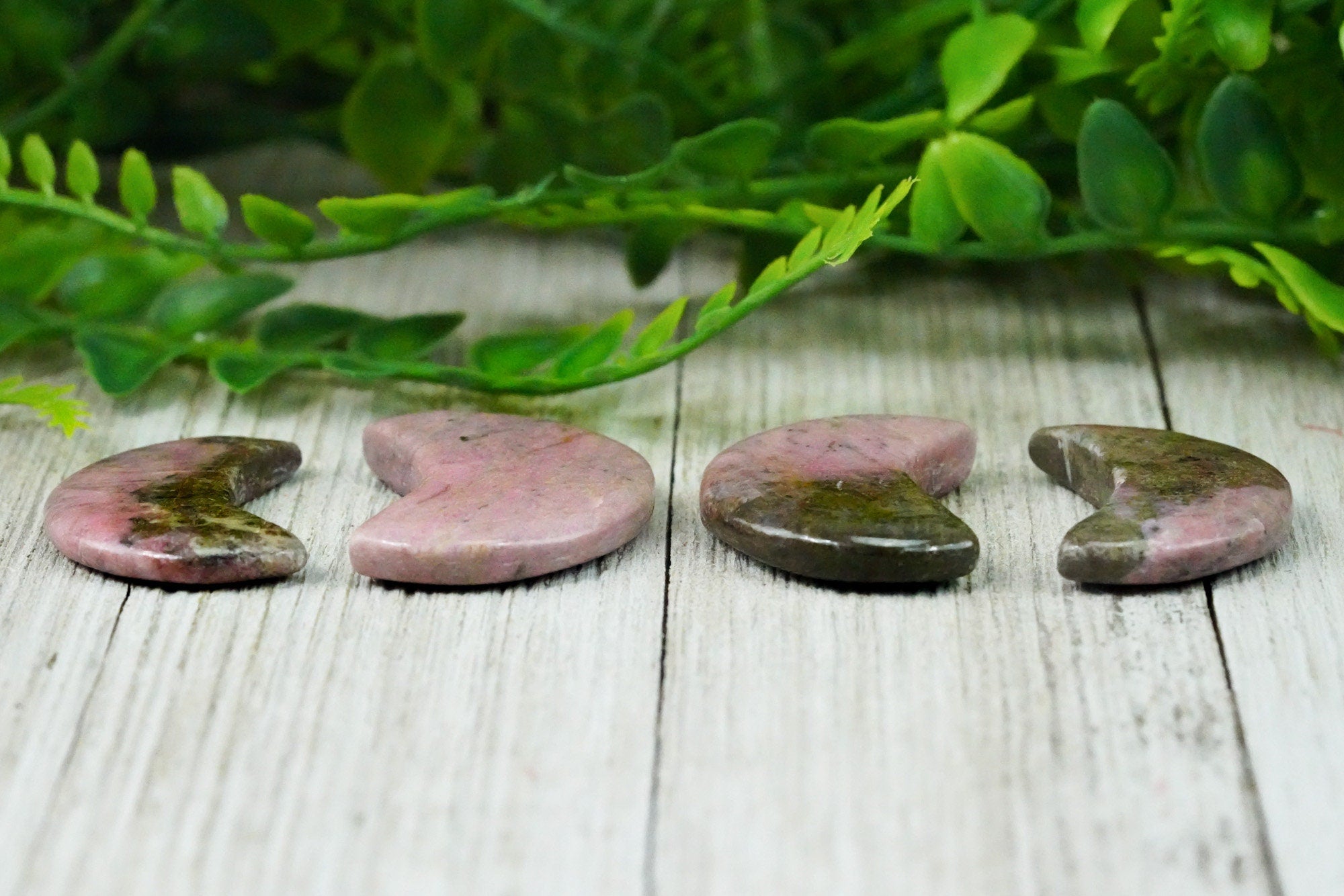 Pink Rhodonite Crystal Crescent Moon