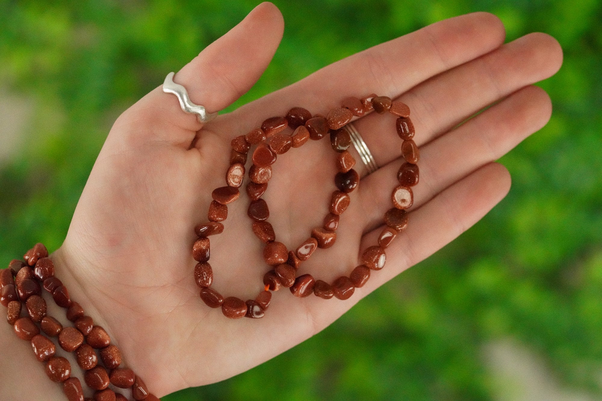 Red Goldstone Tumbled Stone Bracelet