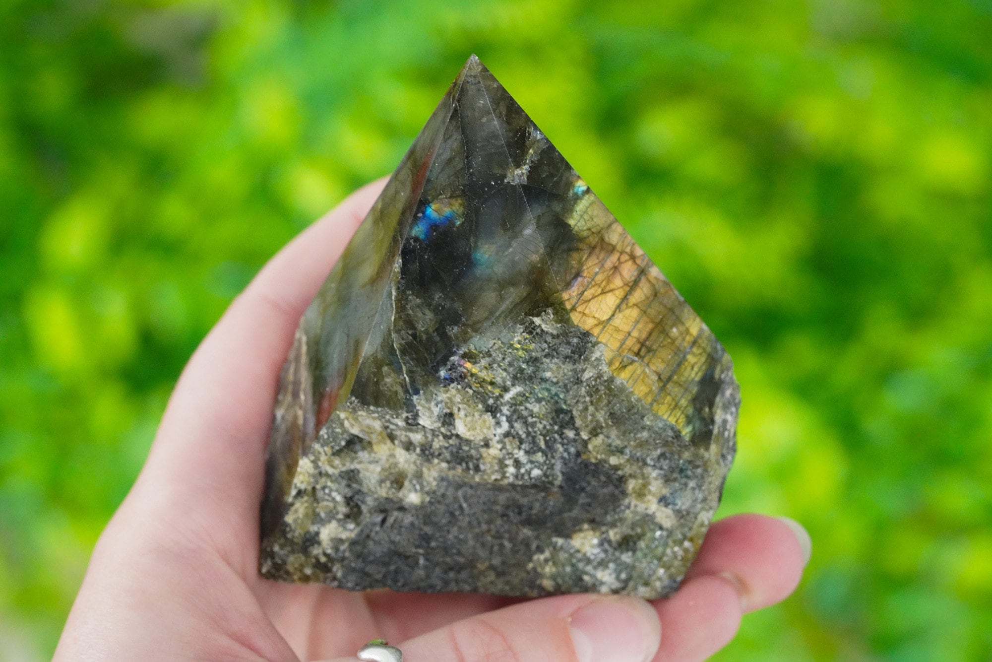 Large Raw Labradorite Polished Crystal Point