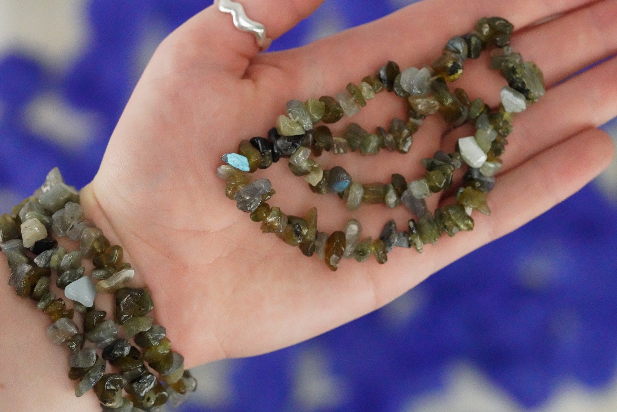 Labradorite Tumbled Stone Crystal Chip Bracelet