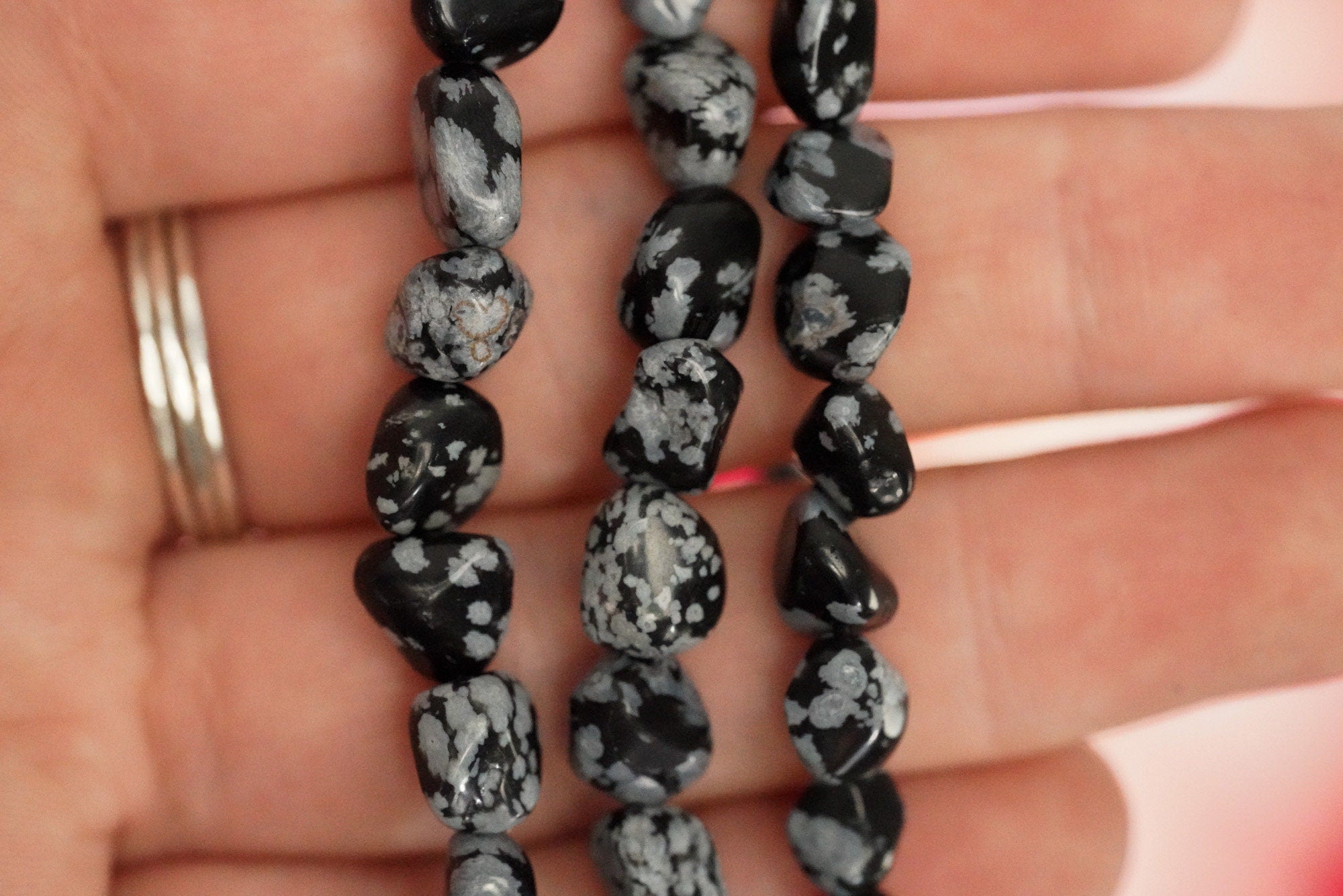 Snowflake Obsidian Tumbled Stone Bracelet