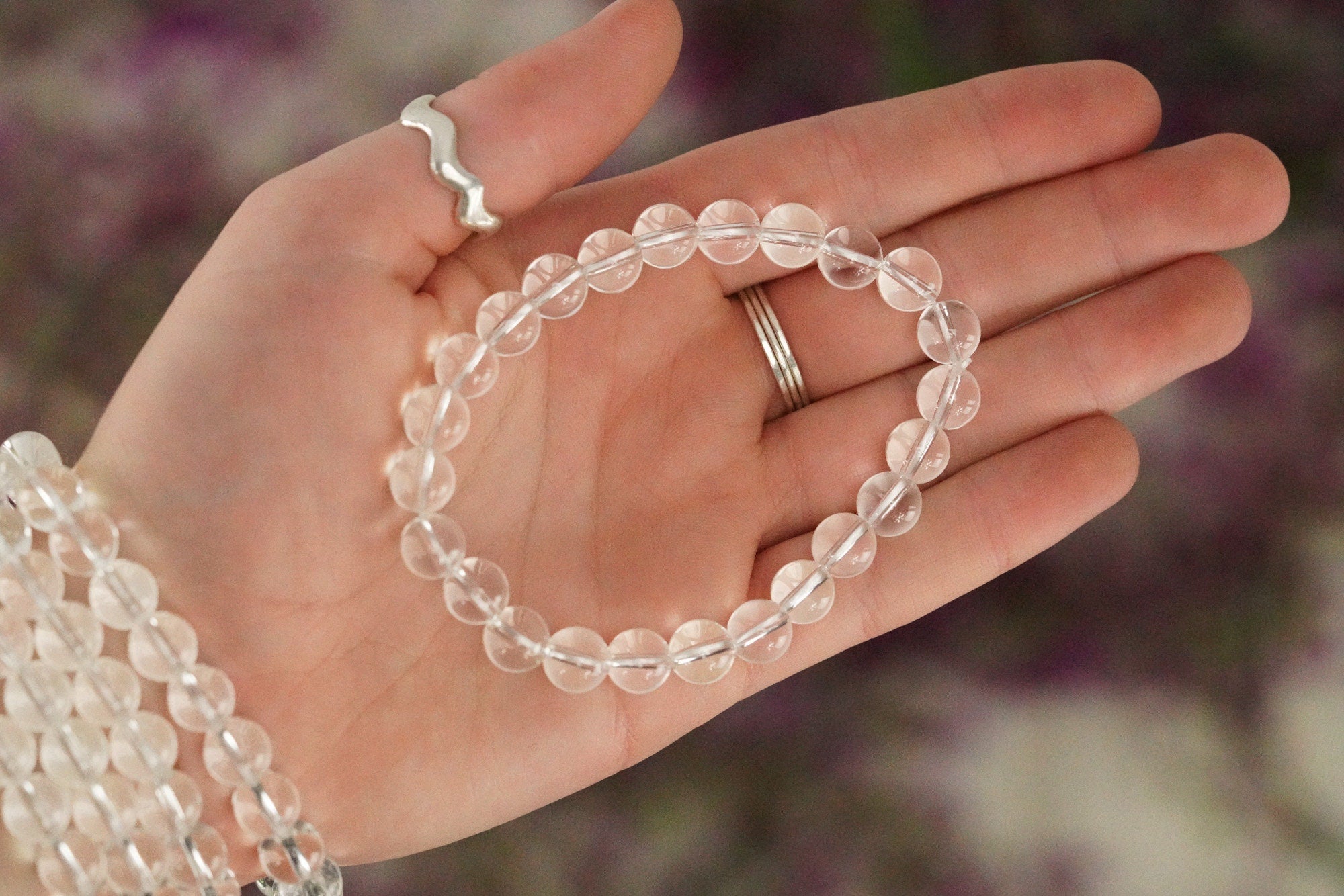 Clear Quartz 8mm beads Stone Crystal Bracelet