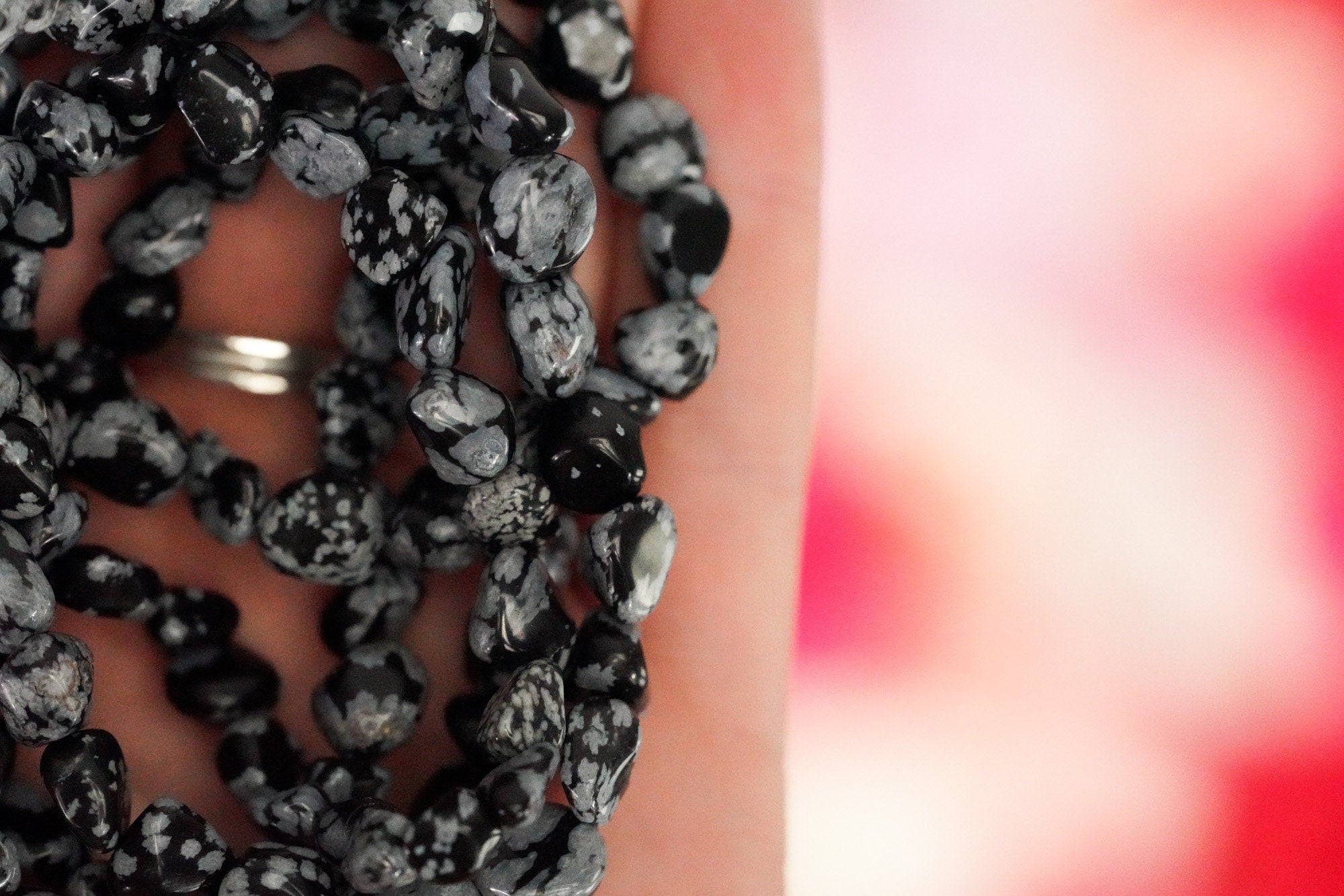 Snowflake Obsidian Tumbled Stone Bracelet